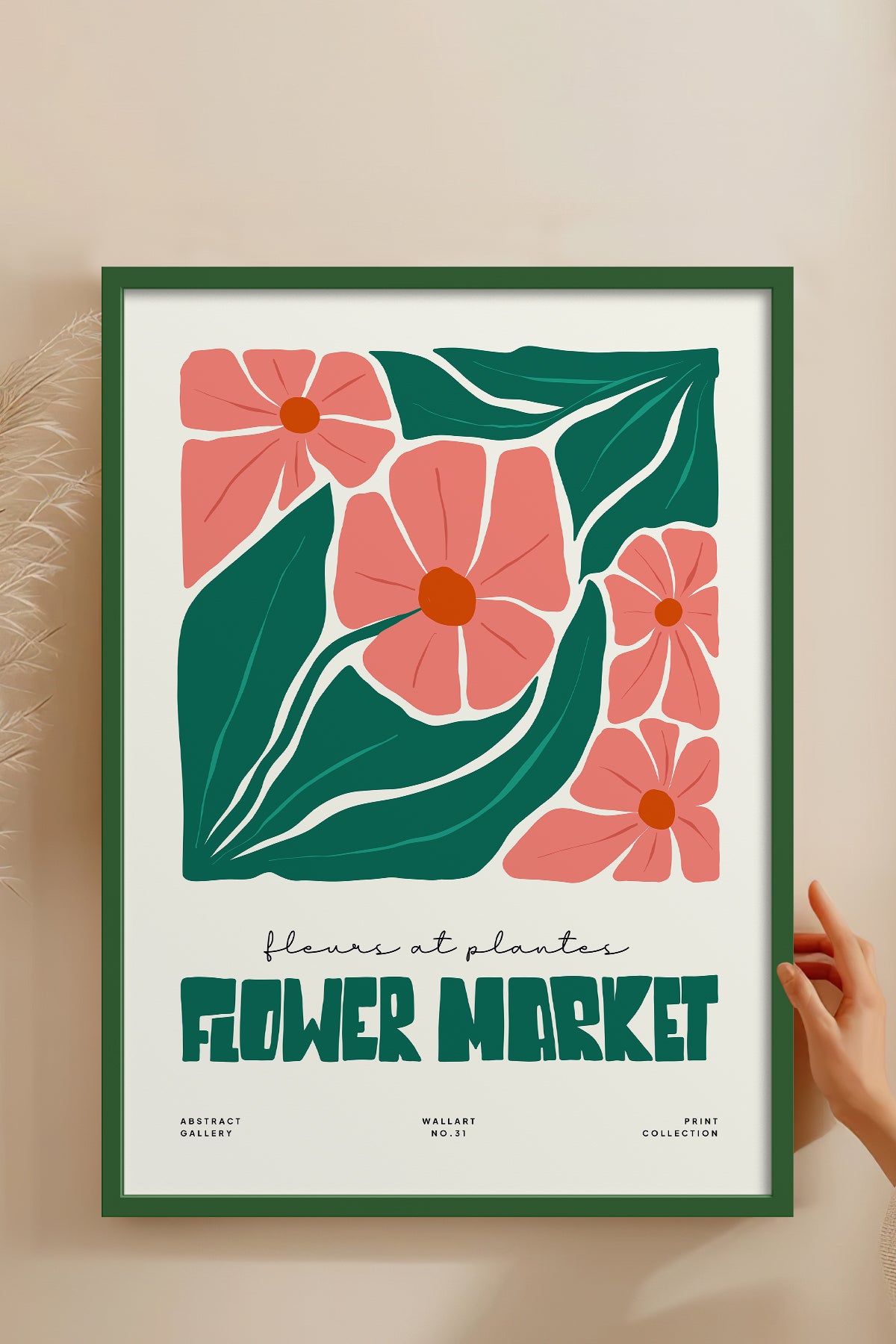 HOMEPACK Ahşap Çerçeveli Tablo Çerçeveli Poster Sanatsal Modern Duvar Dekoru FLOWER-203