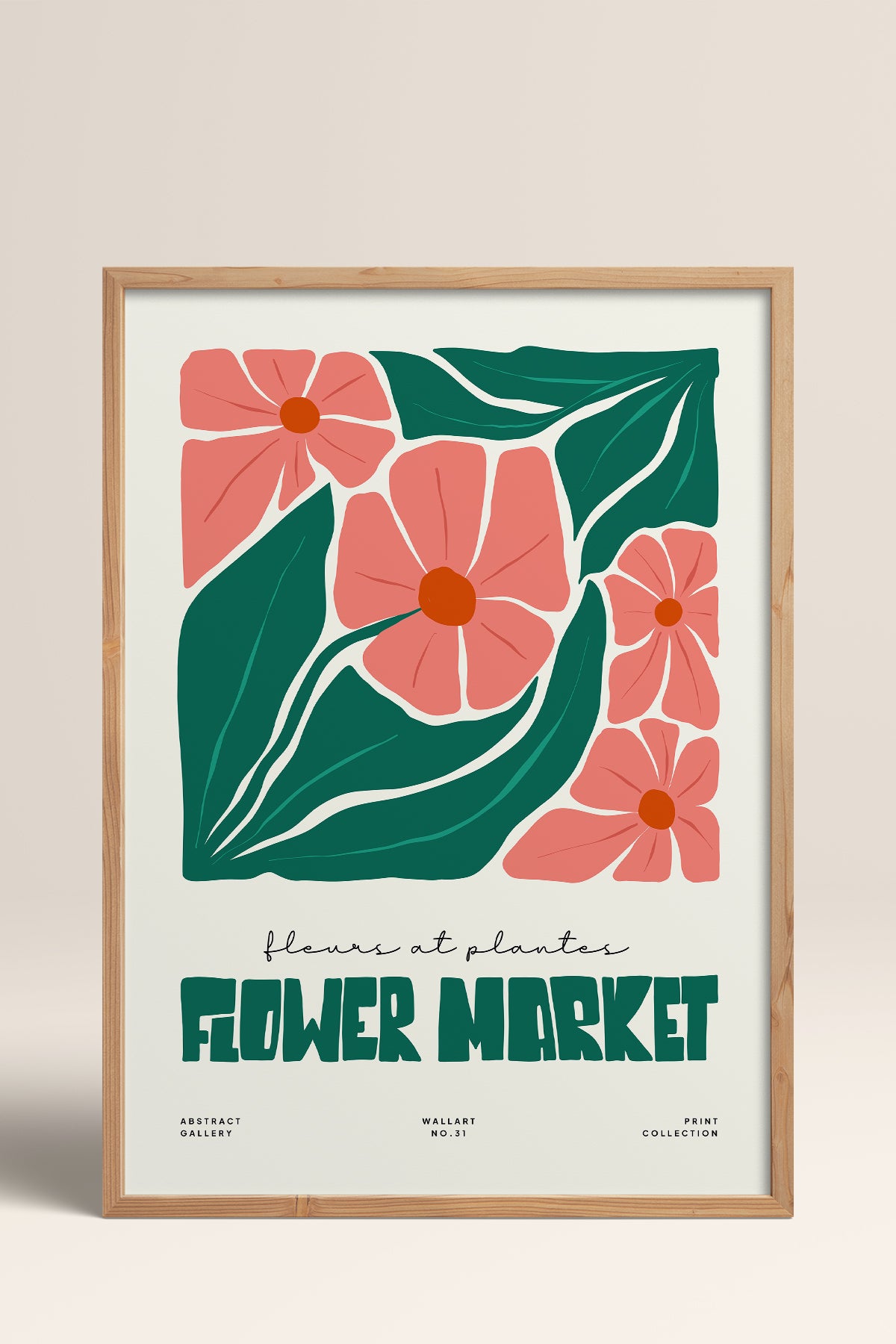 HOMEPACK Ahşap Çerçeveli Tablo Çerçeveli Poster Sanatsal Modern Duvar Dekoru FLOWER-203