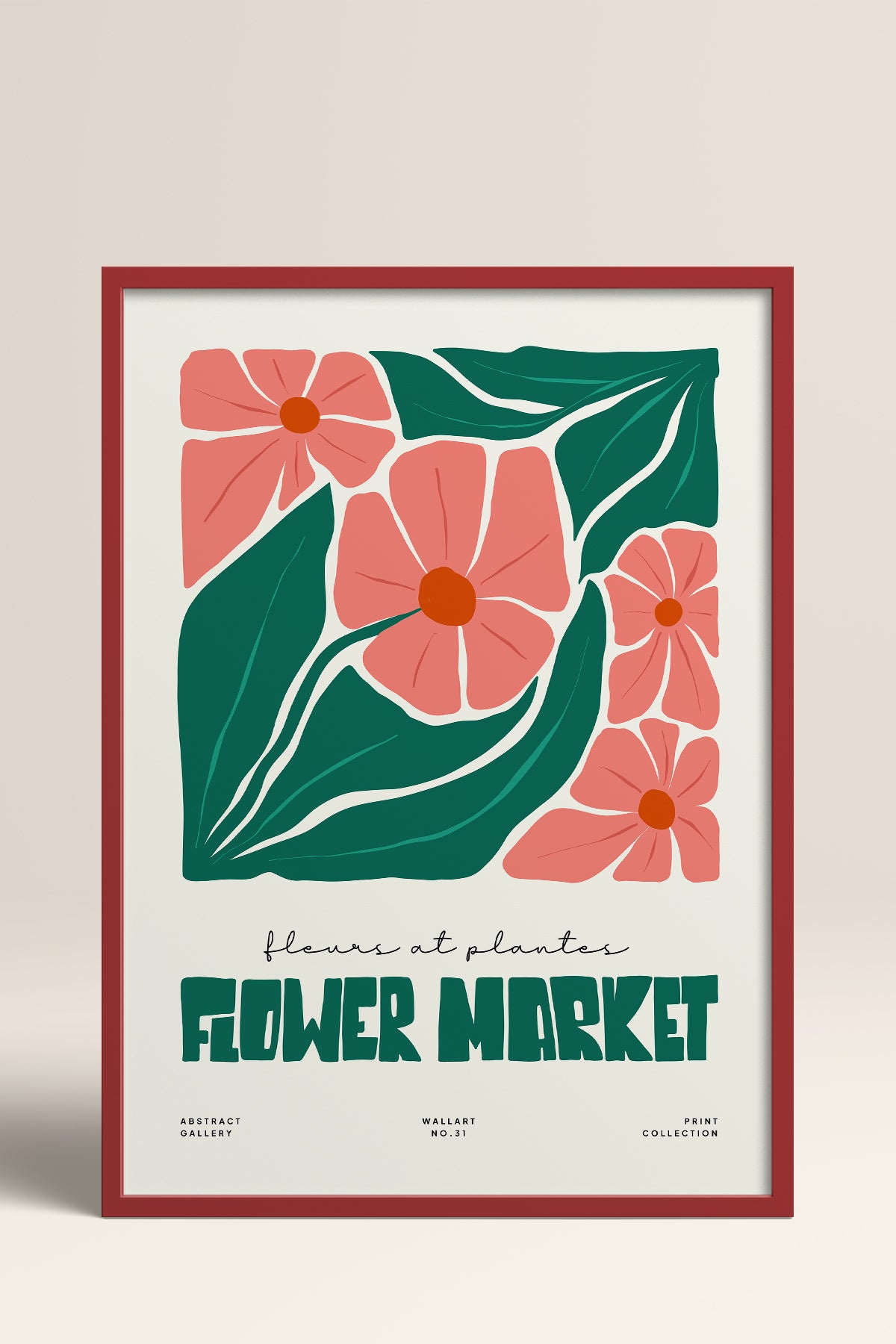 HOMEPACK Ahşap Çerçeveli Tablo Çerçeveli Poster Sanatsal Modern Duvar Dekoru FLOWER-203
