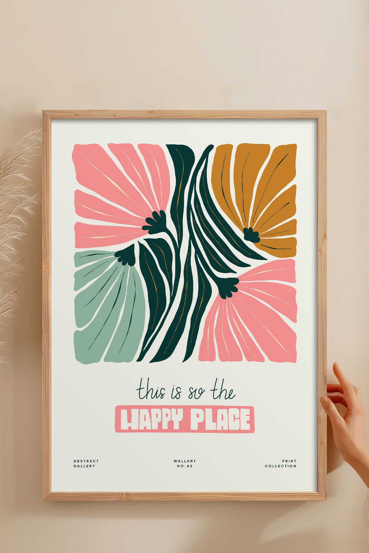 HOMEPACK Ahşap Çerçeveli Tablo Çerçeveli Poster Sanatsal Modern Duvar Dekoru FLOWER-204