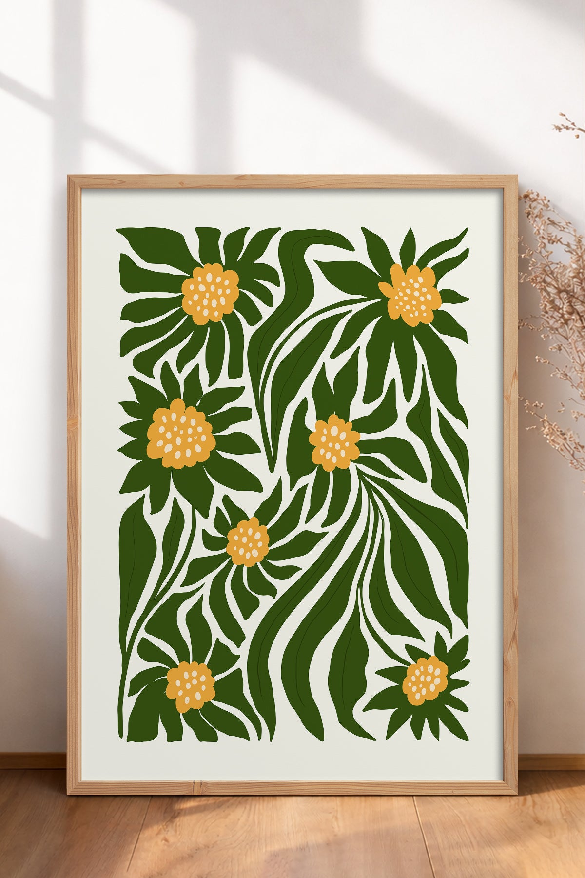 HOMEPACK Ahşap Çerçeveli Tablo Çerçeveli Poster Sanatsal Modern Duvar Dekoru FLOWER-205