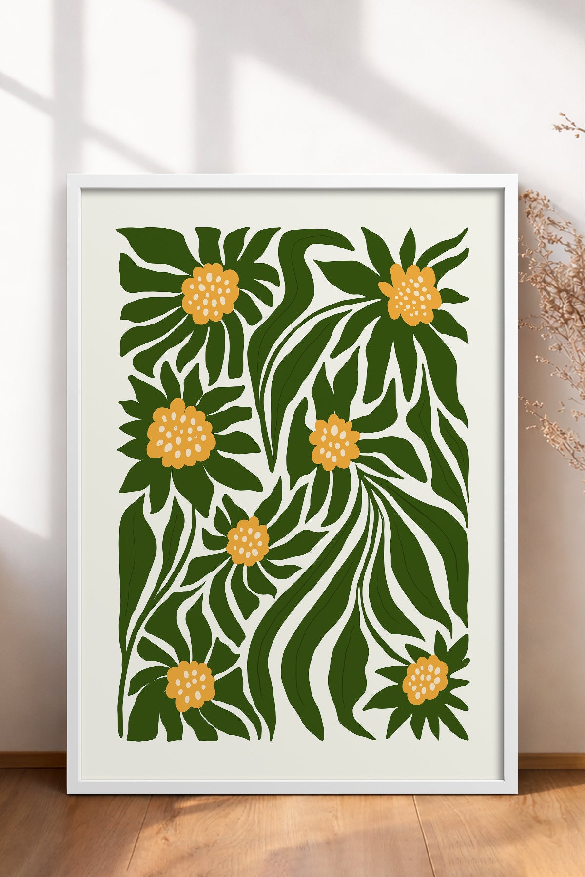 HOMEPACK Ahşap Çerçeveli Tablo Çerçeveli Poster Sanatsal Modern Duvar Dekoru FLOWER-205