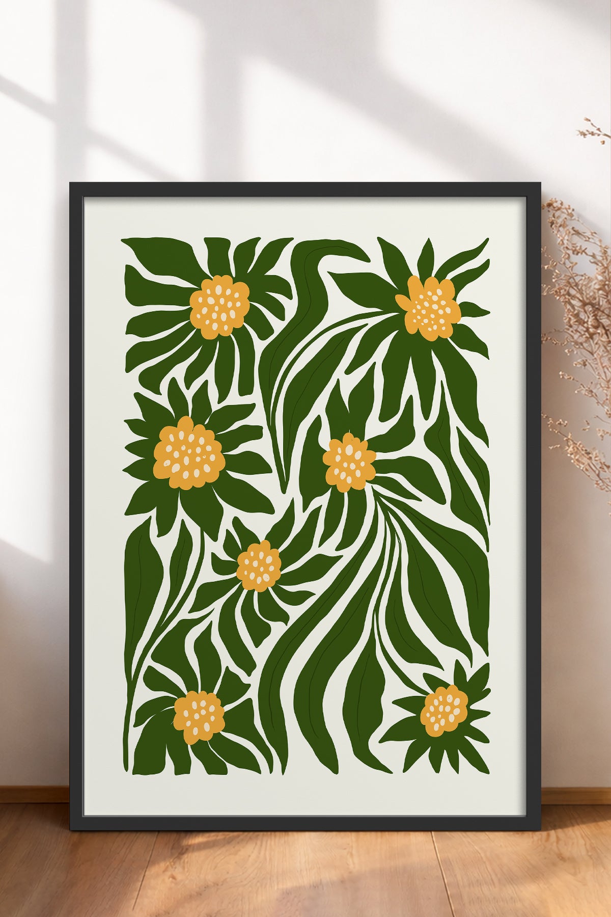 HOMEPACK Ahşap Çerçeveli Tablo Çerçeveli Poster Sanatsal Modern Duvar Dekoru FLOWER-205