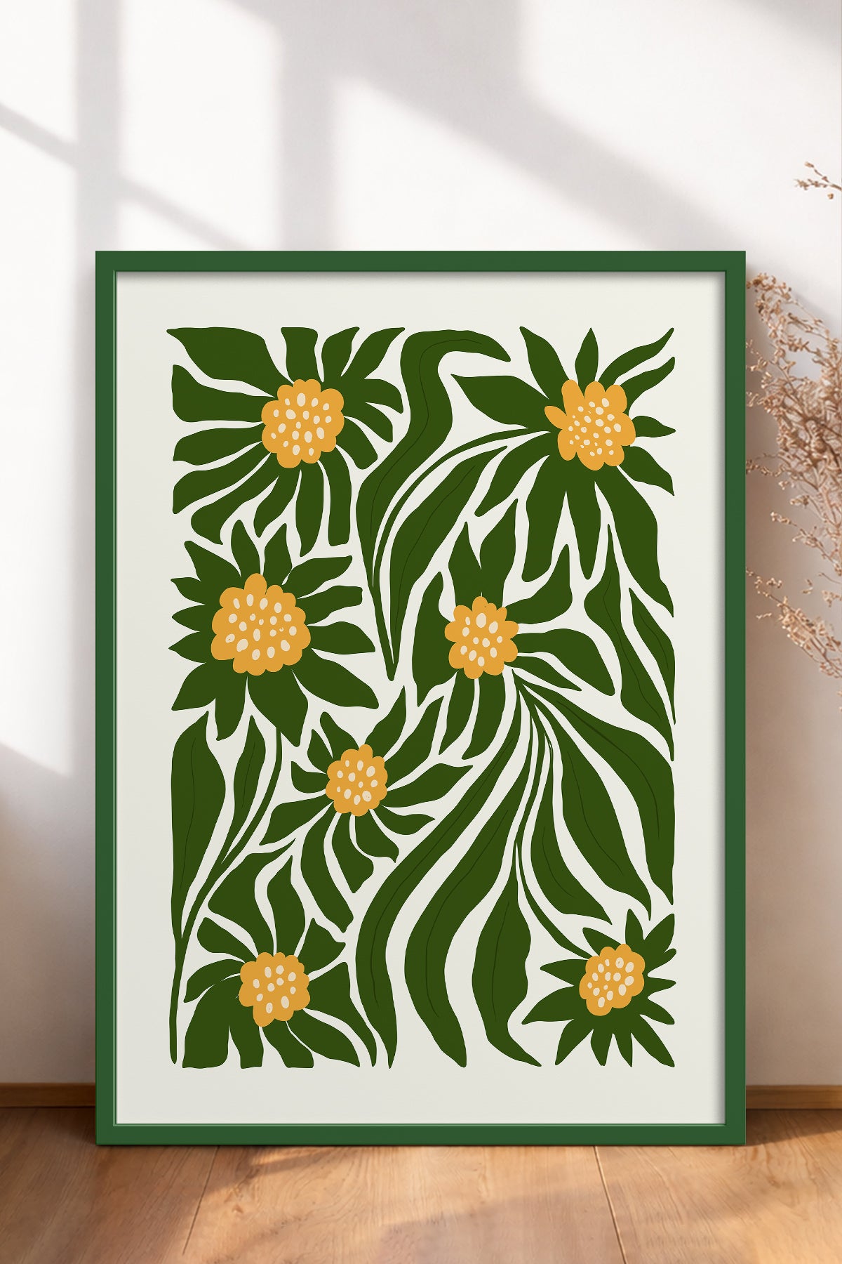 HOMEPACK Ahşap Çerçeveli Tablo Çerçeveli Poster Sanatsal Modern Duvar Dekoru FLOWER-205