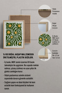 HOMEPACK Ahşap Çerçeveli Tablo Çerçeveli Poster Sanatsal Modern Duvar Dekoru FLOWER-205