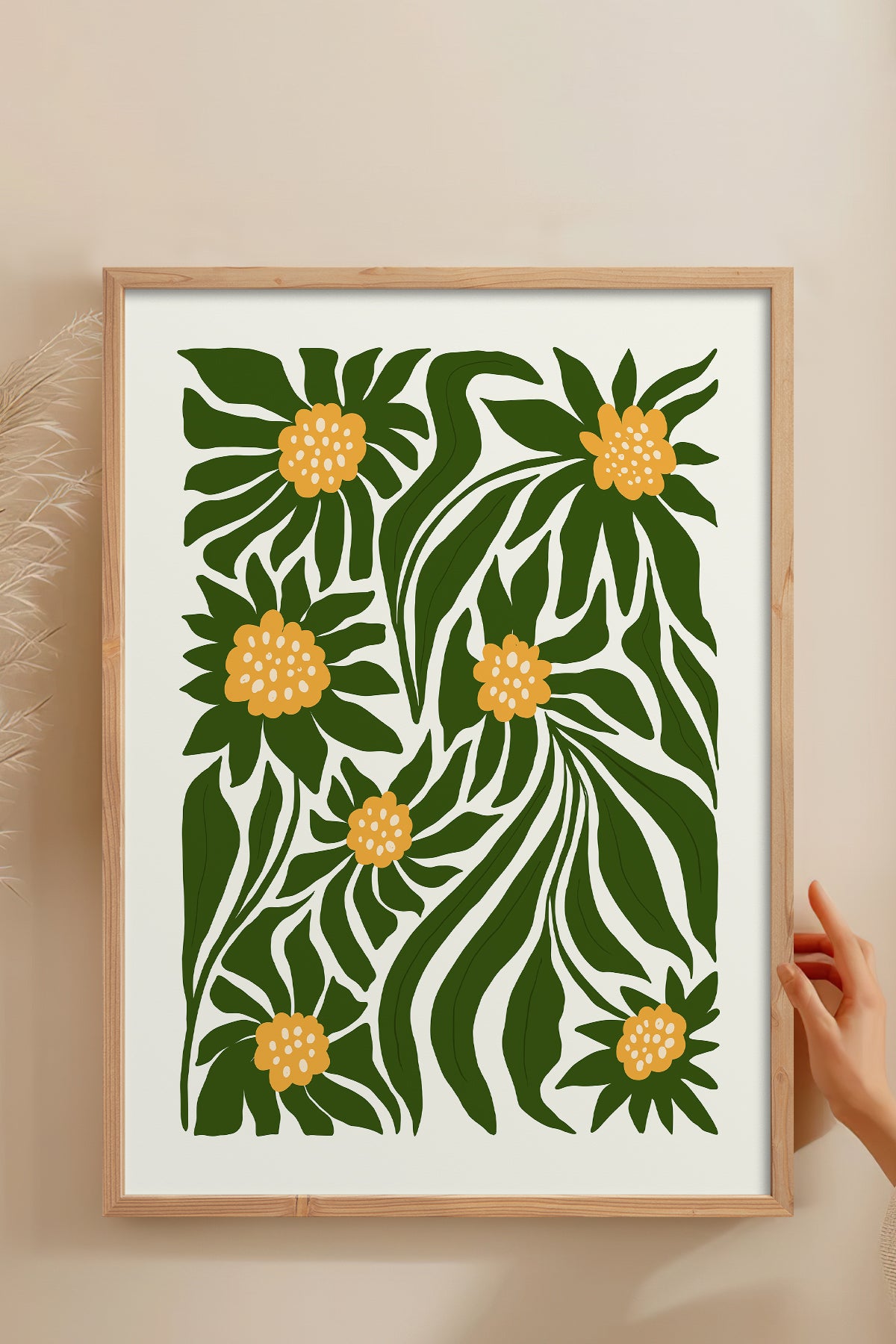 HOMEPACK Ahşap Çerçeveli Tablo Çerçeveli Poster Sanatsal Modern Duvar Dekoru FLOWER-205