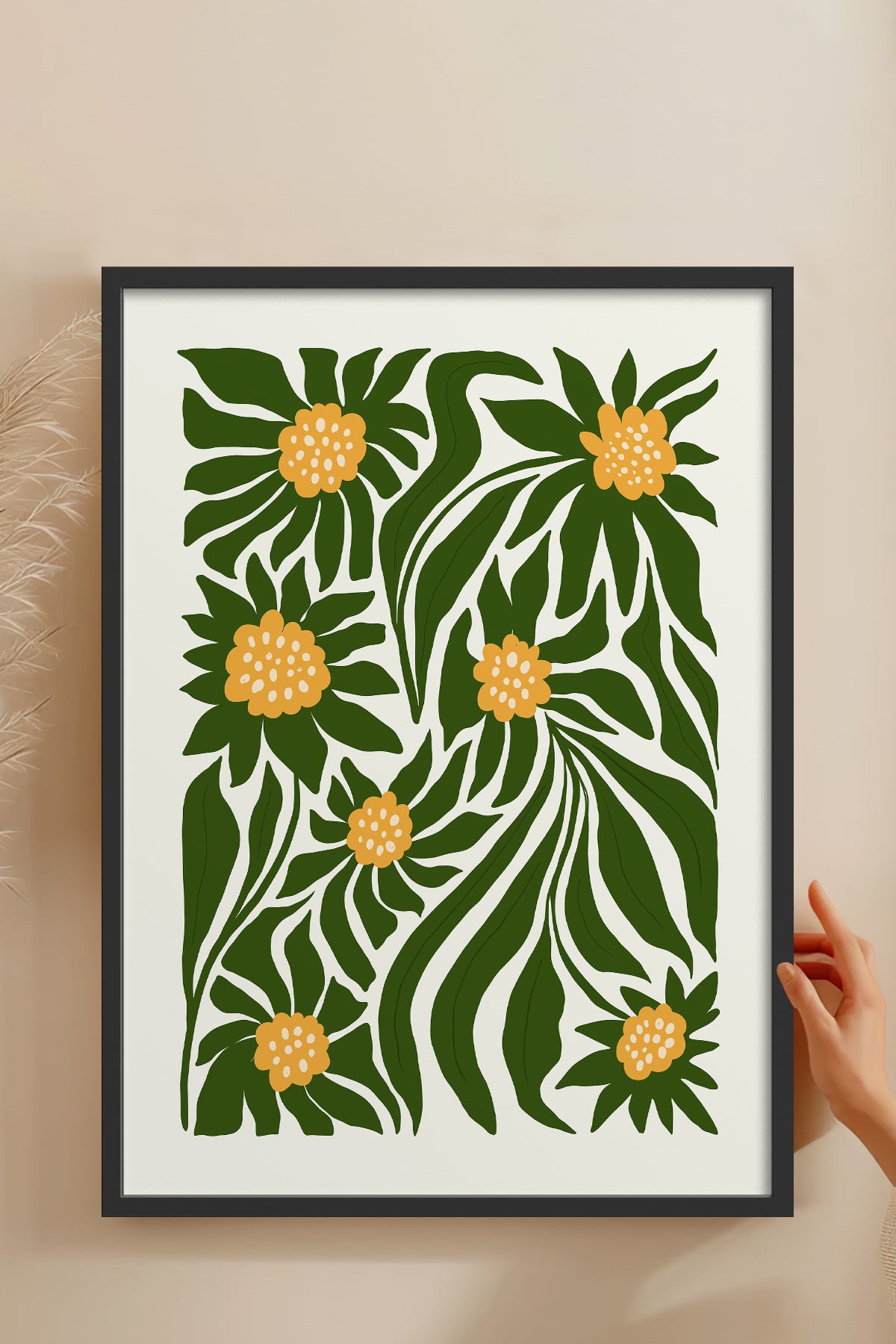 HOMEPACK Ahşap Çerçeveli Tablo Çerçeveli Poster Sanatsal Modern Duvar Dekoru FLOWER-205