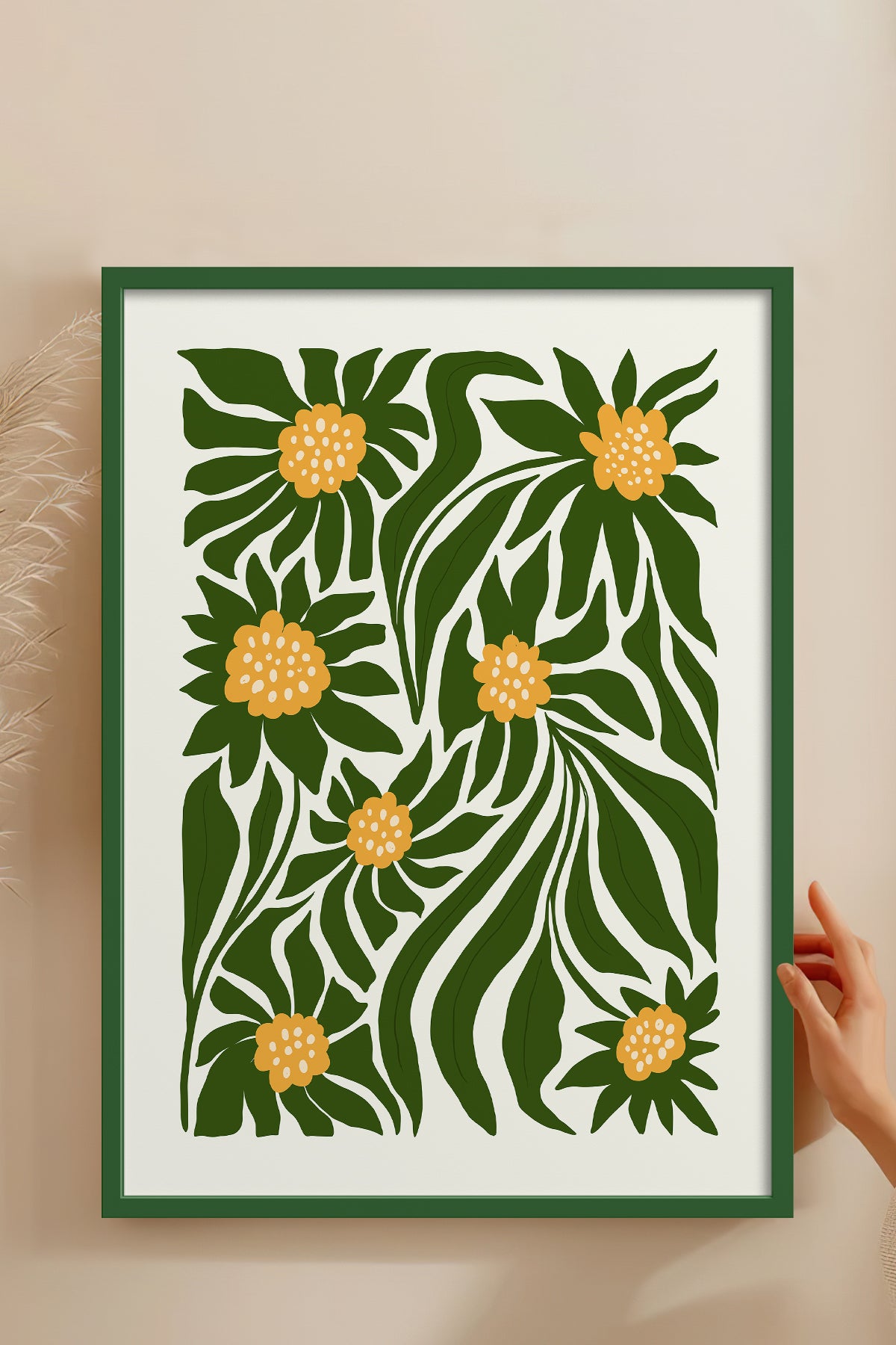 HOMEPACK Ahşap Çerçeveli Tablo Çerçeveli Poster Sanatsal Modern Duvar Dekoru FLOWER-205