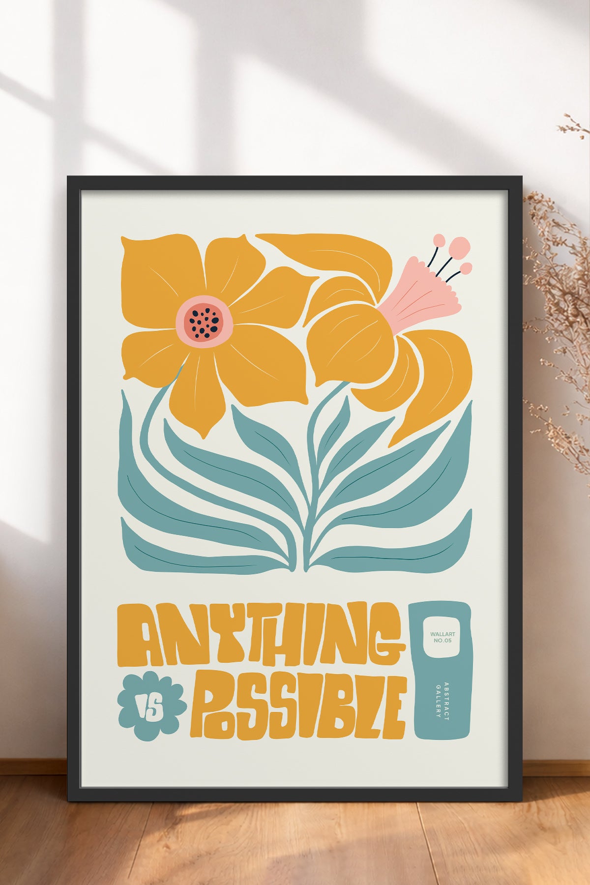 HOMEPACK Ahşap Çerçeveli Tablo Çerçeveli Poster Sanatsal Modern Duvar Dekoru FLOWER-208