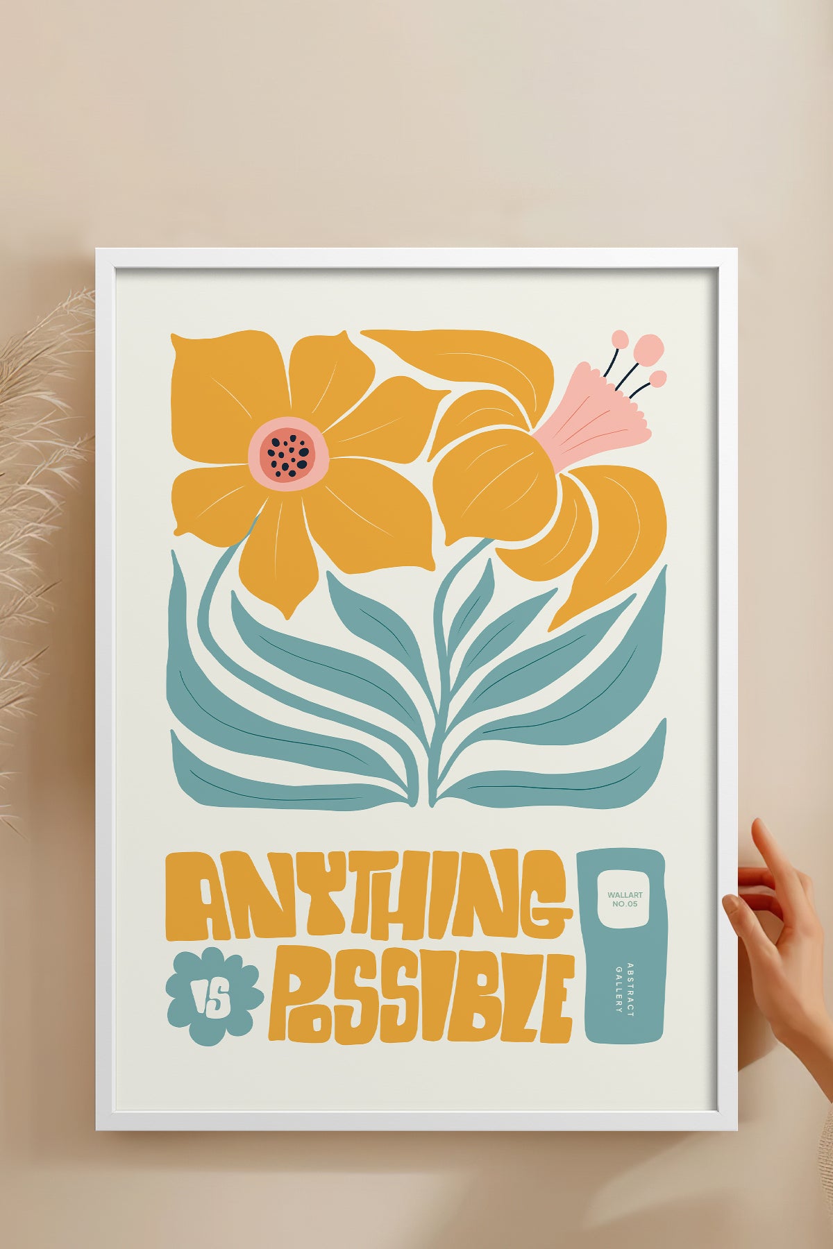 HOMEPACK Ahşap Çerçeveli Tablo Çerçeveli Poster Sanatsal Modern Duvar Dekoru FLOWER-208