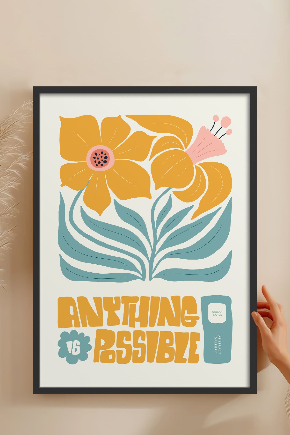 HOMEPACK Ahşap Çerçeveli Tablo Çerçeveli Poster Sanatsal Modern Duvar Dekoru FLOWER-208