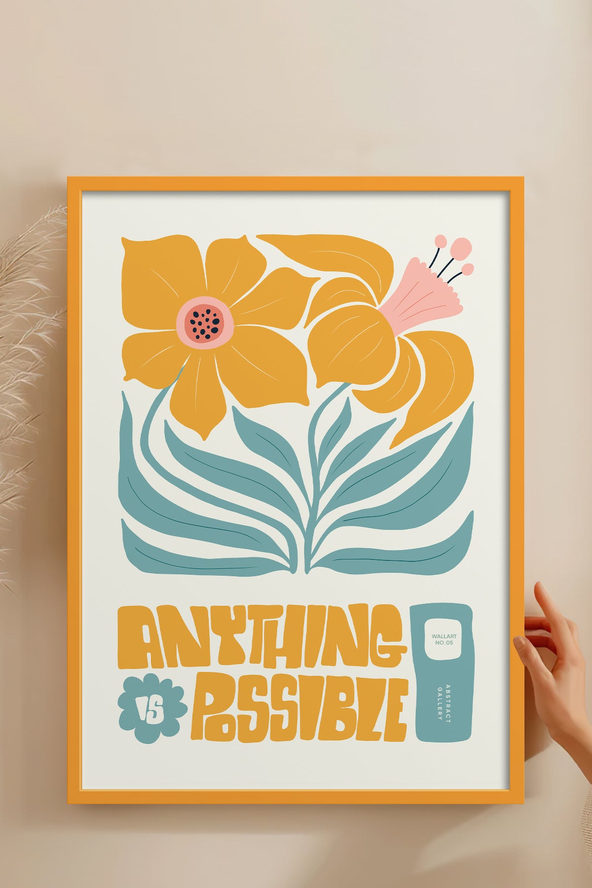 HOMEPACK Ahşap Çerçeveli Tablo Çerçeveli Poster Sanatsal Modern Duvar Dekoru FLOWER-208