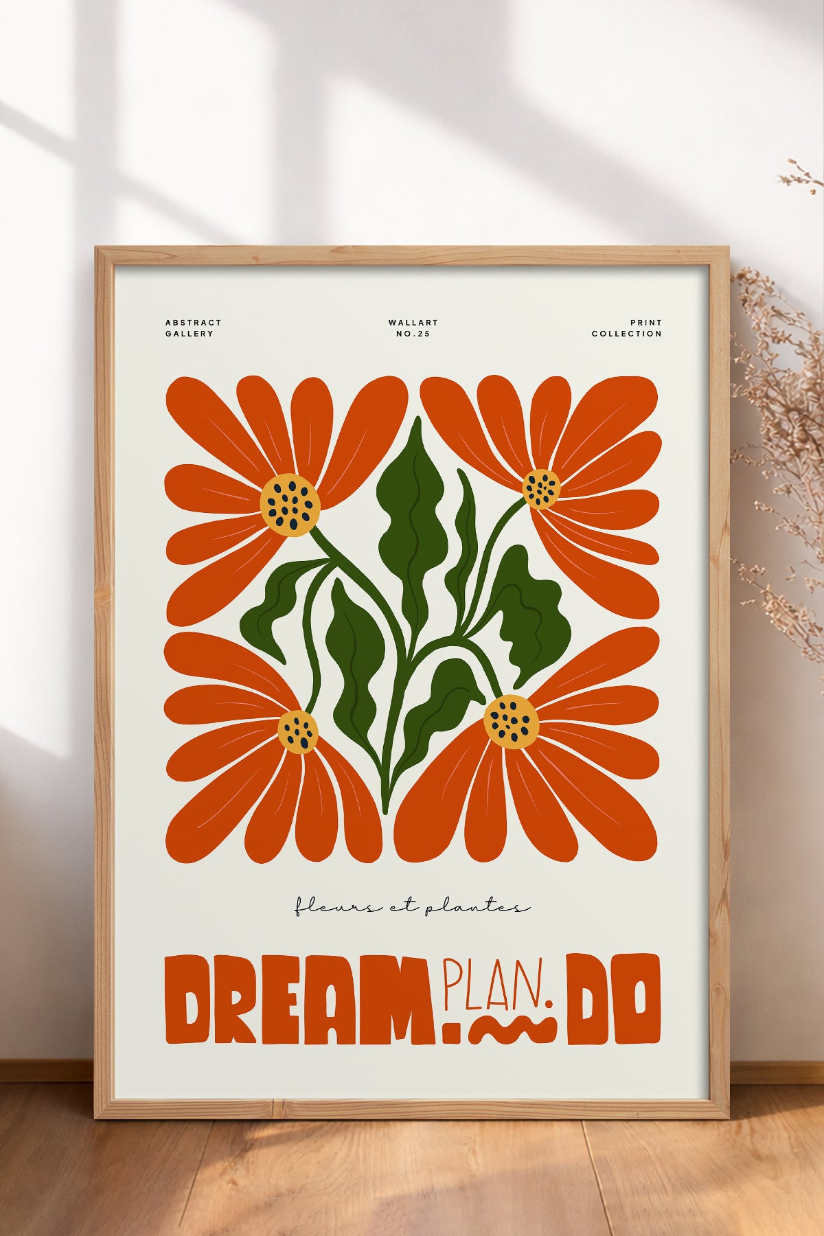 HOMEPACK Ahşap Çerçeveli Tablo Çerçeveli Poster Sanatsal Modern Duvar Dekoru FLOWER-210