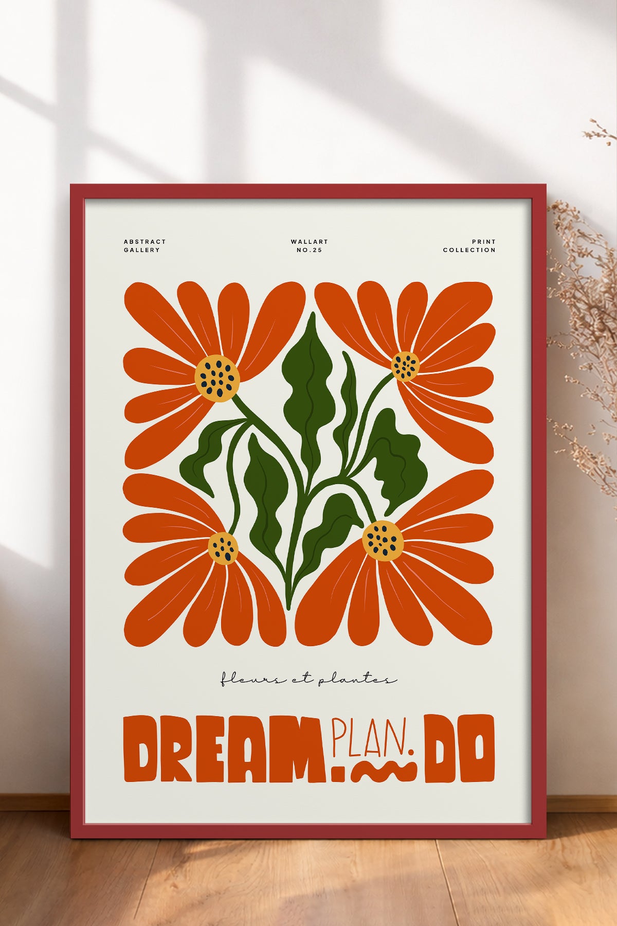 HOMEPACK Ahşap Çerçeveli Tablo Çerçeveli Poster Sanatsal Modern Duvar Dekoru FLOWER-210
