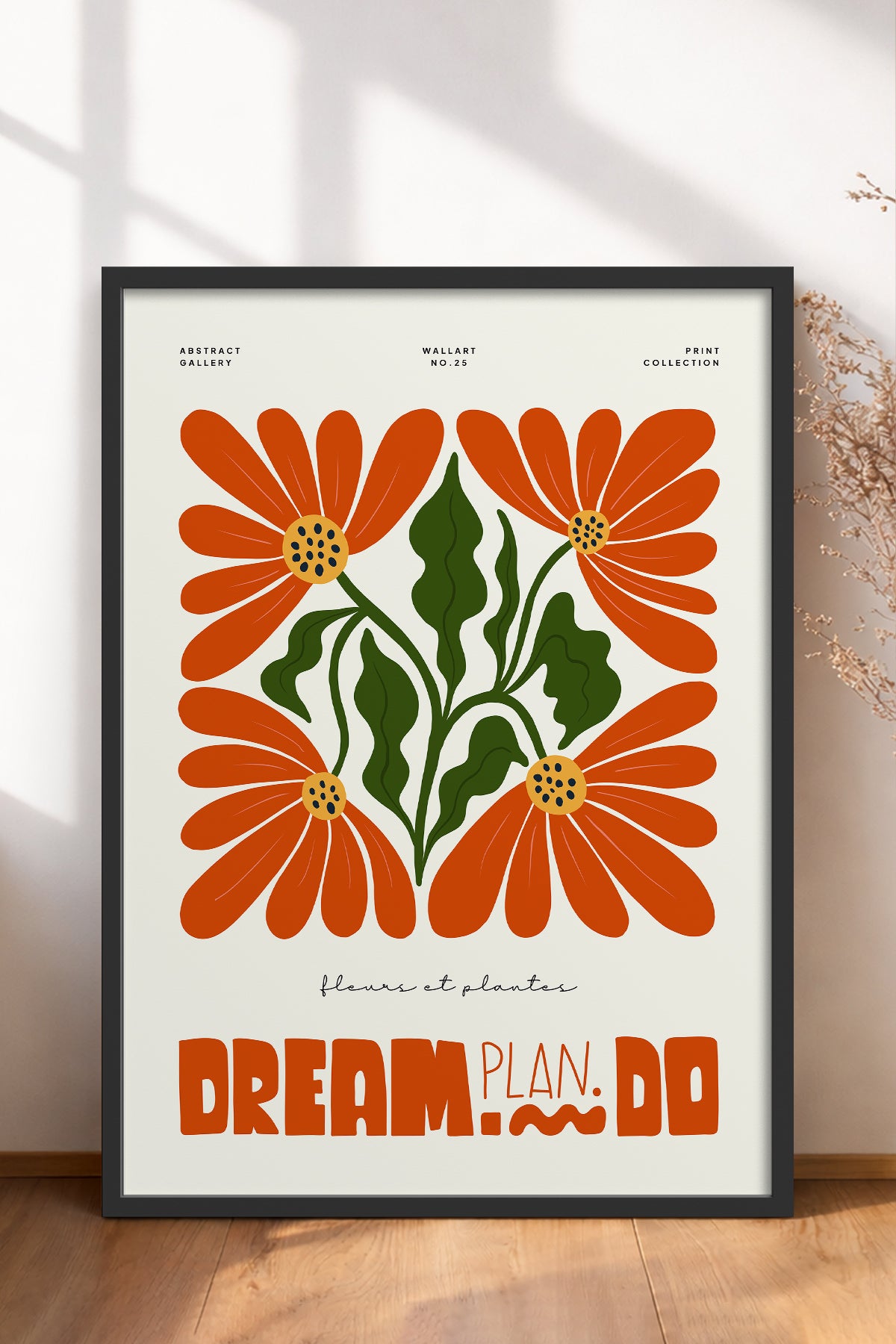 HOMEPACK Ahşap Çerçeveli Tablo Çerçeveli Poster Sanatsal Modern Duvar Dekoru FLOWER-210