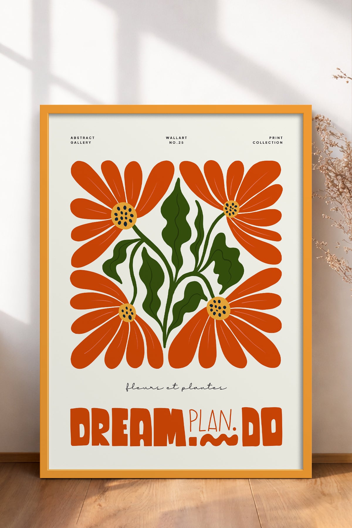 HOMEPACK Ahşap Çerçeveli Tablo Çerçeveli Poster Sanatsal Modern Duvar Dekoru FLOWER-210