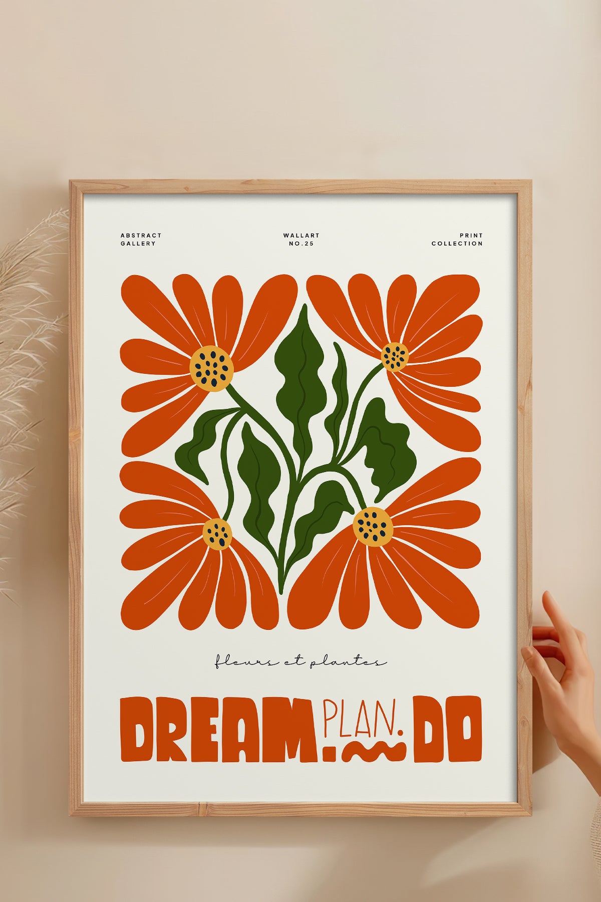 HOMEPACK Ahşap Çerçeveli Tablo Çerçeveli Poster Sanatsal Modern Duvar Dekoru FLOWER-210