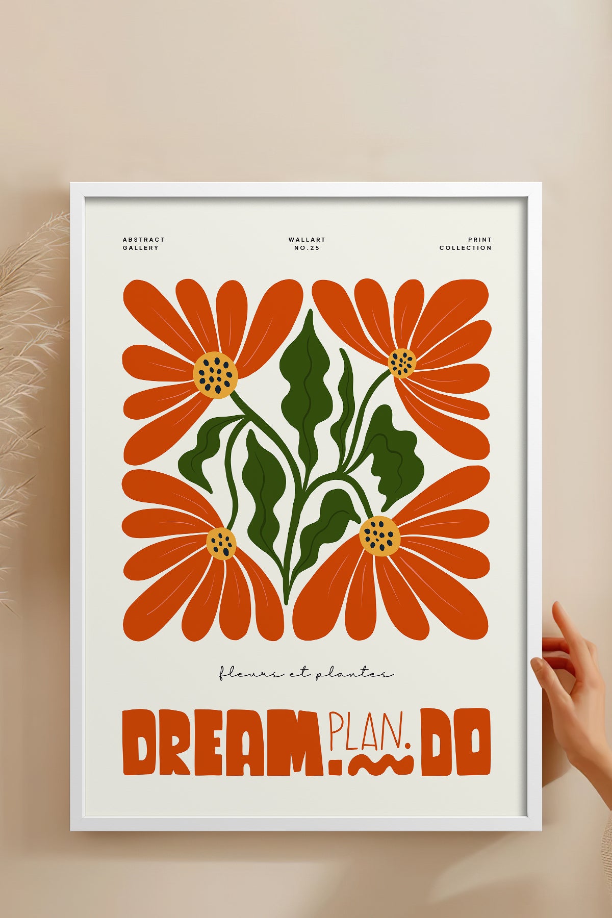 HOMEPACK Ahşap Çerçeveli Tablo Çerçeveli Poster Sanatsal Modern Duvar Dekoru FLOWER-210