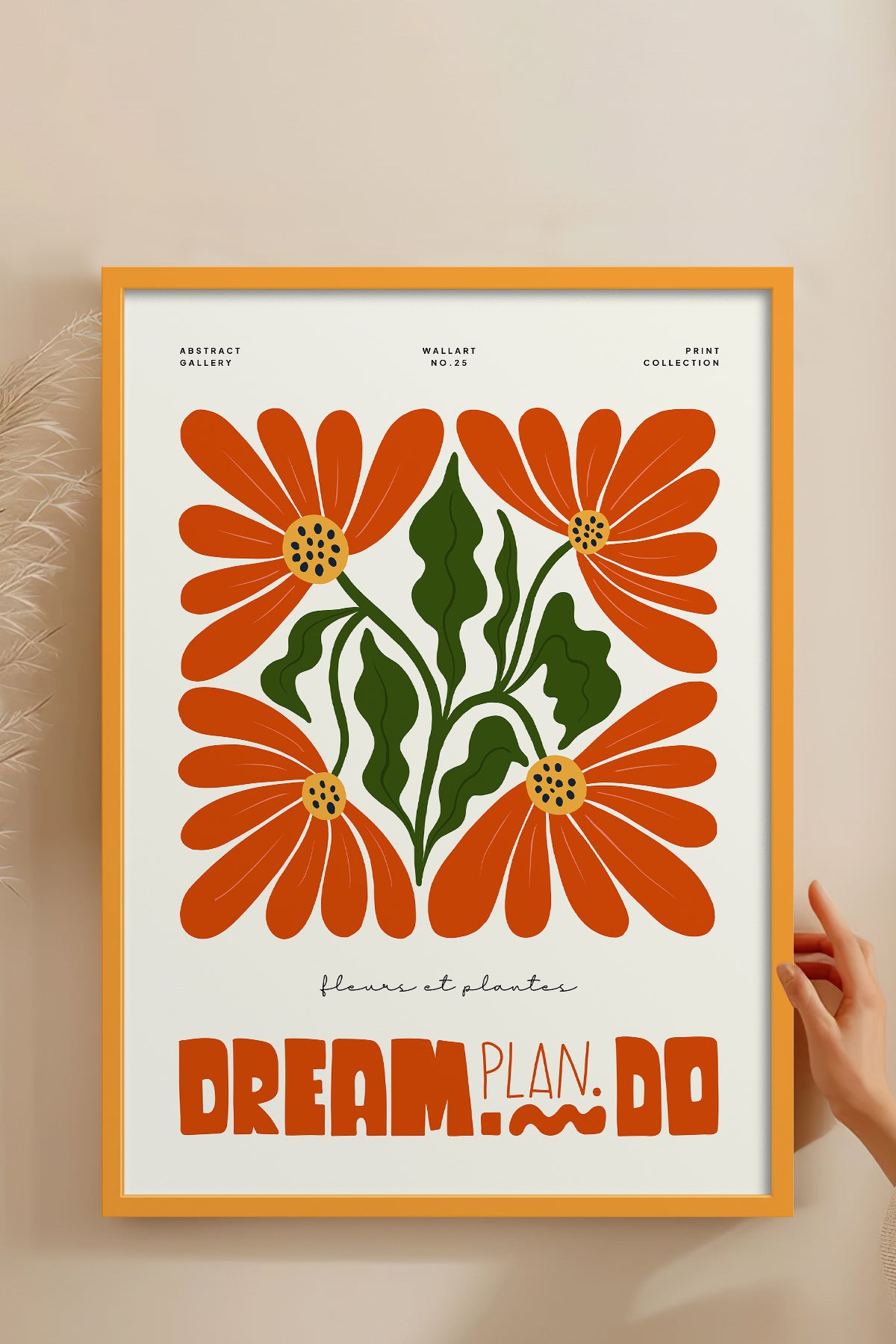 HOMEPACK Ahşap Çerçeveli Tablo Çerçeveli Poster Sanatsal Modern Duvar Dekoru FLOWER-210