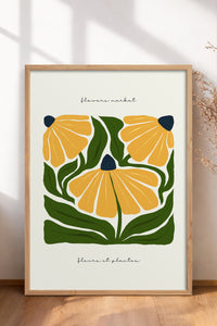HOMEPACK Ahşap Çerçeveli Tablo Çerçeveli Poster Sanatsal Modern Duvar Dekoru FLOWER-211