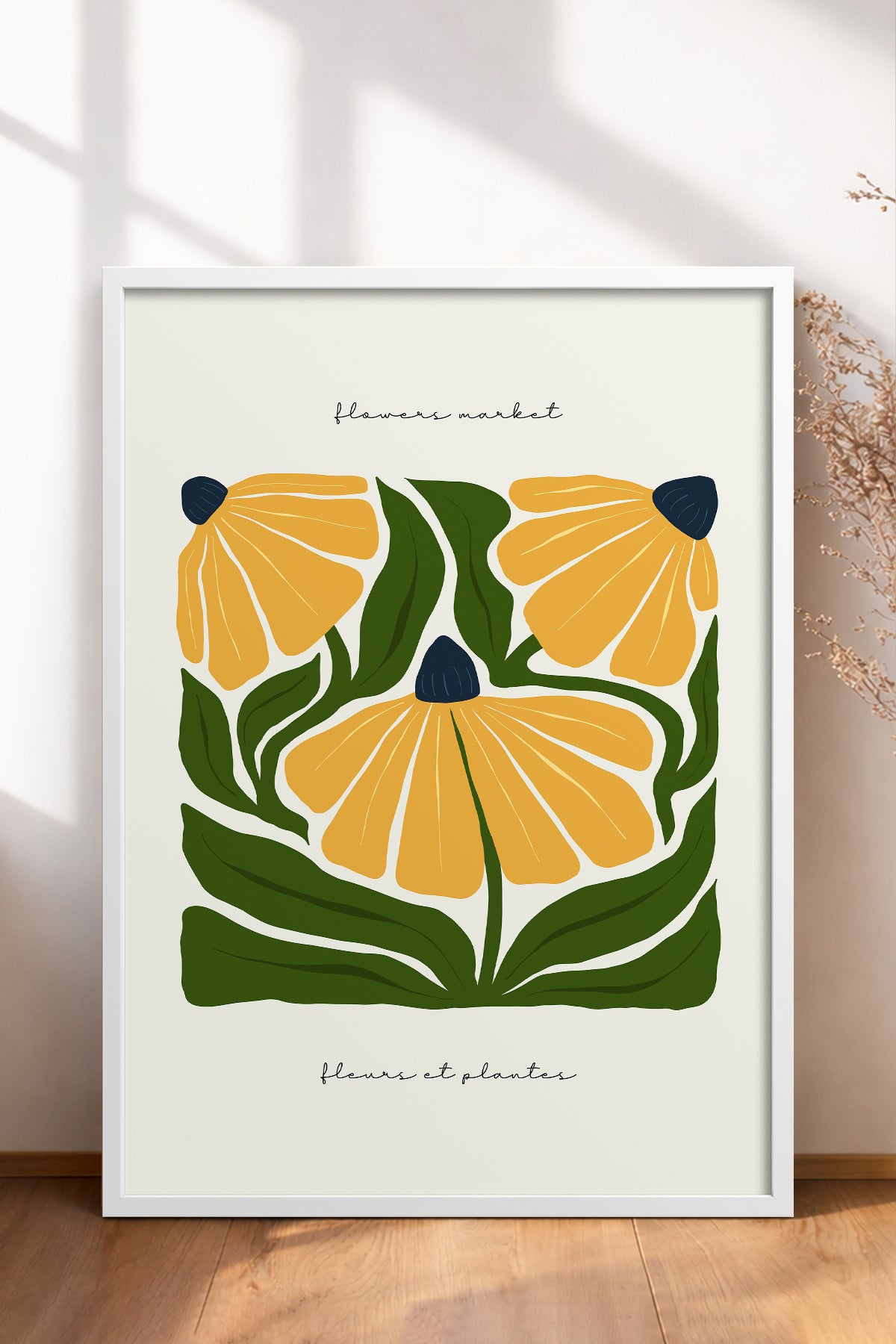 HOMEPACK Ahşap Çerçeveli Tablo Çerçeveli Poster Sanatsal Modern Duvar Dekoru FLOWER-211