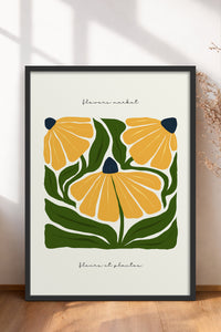 HOMEPACK Ahşap Çerçeveli Tablo Çerçeveli Poster Sanatsal Modern Duvar Dekoru FLOWER-211