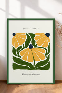 HOMEPACK Ahşap Çerçeveli Tablo Çerçeveli Poster Sanatsal Modern Duvar Dekoru FLOWER-211