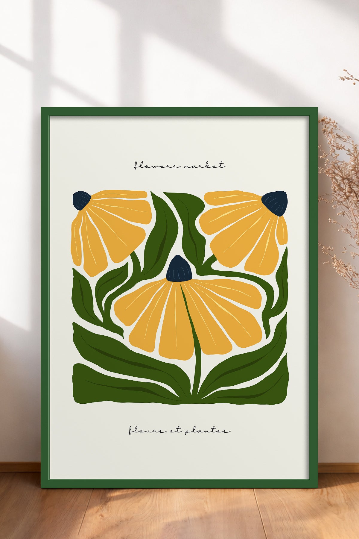 HOMEPACK Ahşap Çerçeveli Tablo Çerçeveli Poster Sanatsal Modern Duvar Dekoru FLOWER-211