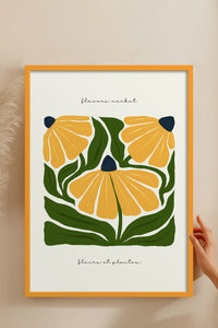 HOMEPACK Ahşap Çerçeveli Tablo Çerçeveli Poster Sanatsal Modern Duvar Dekoru FLOWER-211