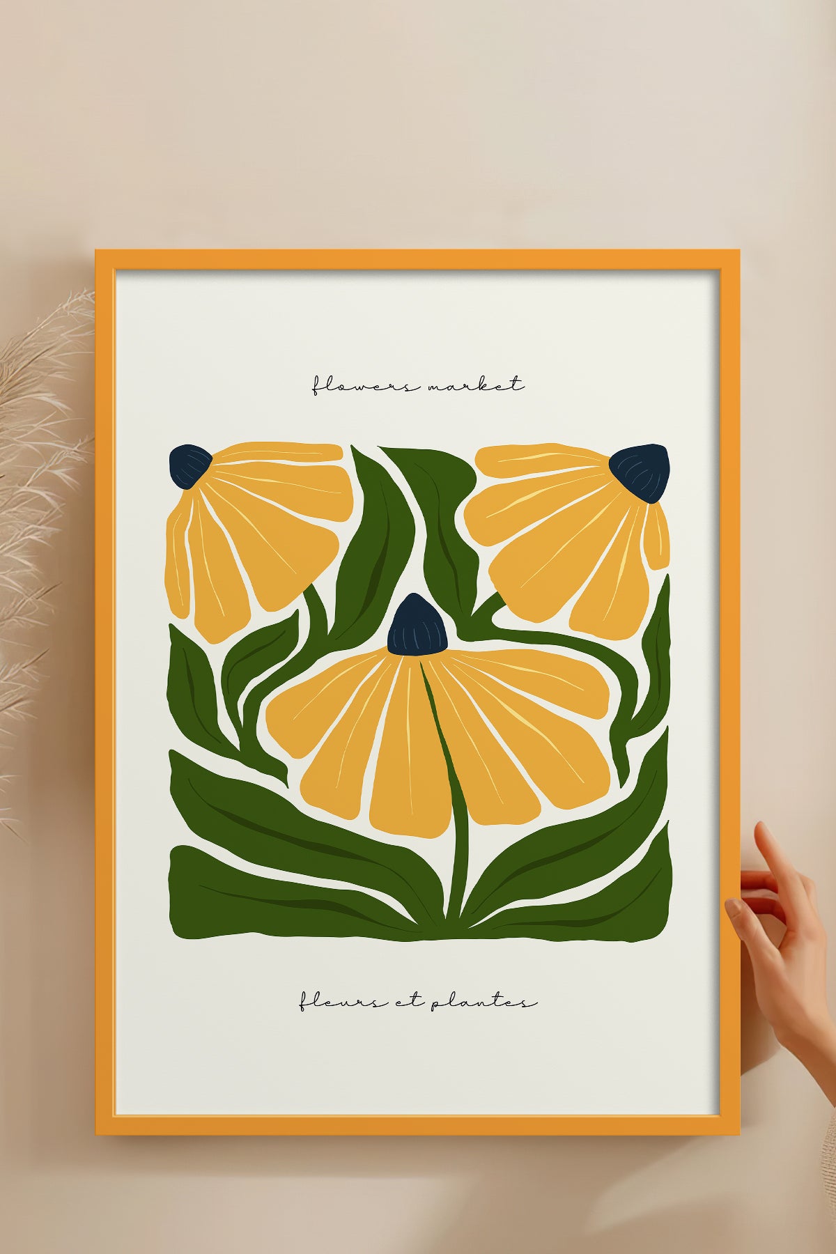 HOMEPACK Ahşap Çerçeveli Tablo Çerçeveli Poster Sanatsal Modern Duvar Dekoru FLOWER-211
