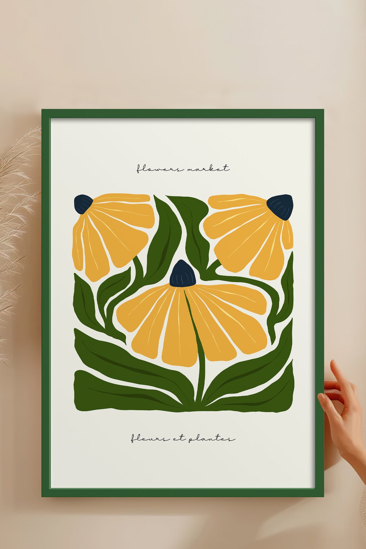 HOMEPACK Ahşap Çerçeveli Tablo Çerçeveli Poster Sanatsal Modern Duvar Dekoru FLOWER-211