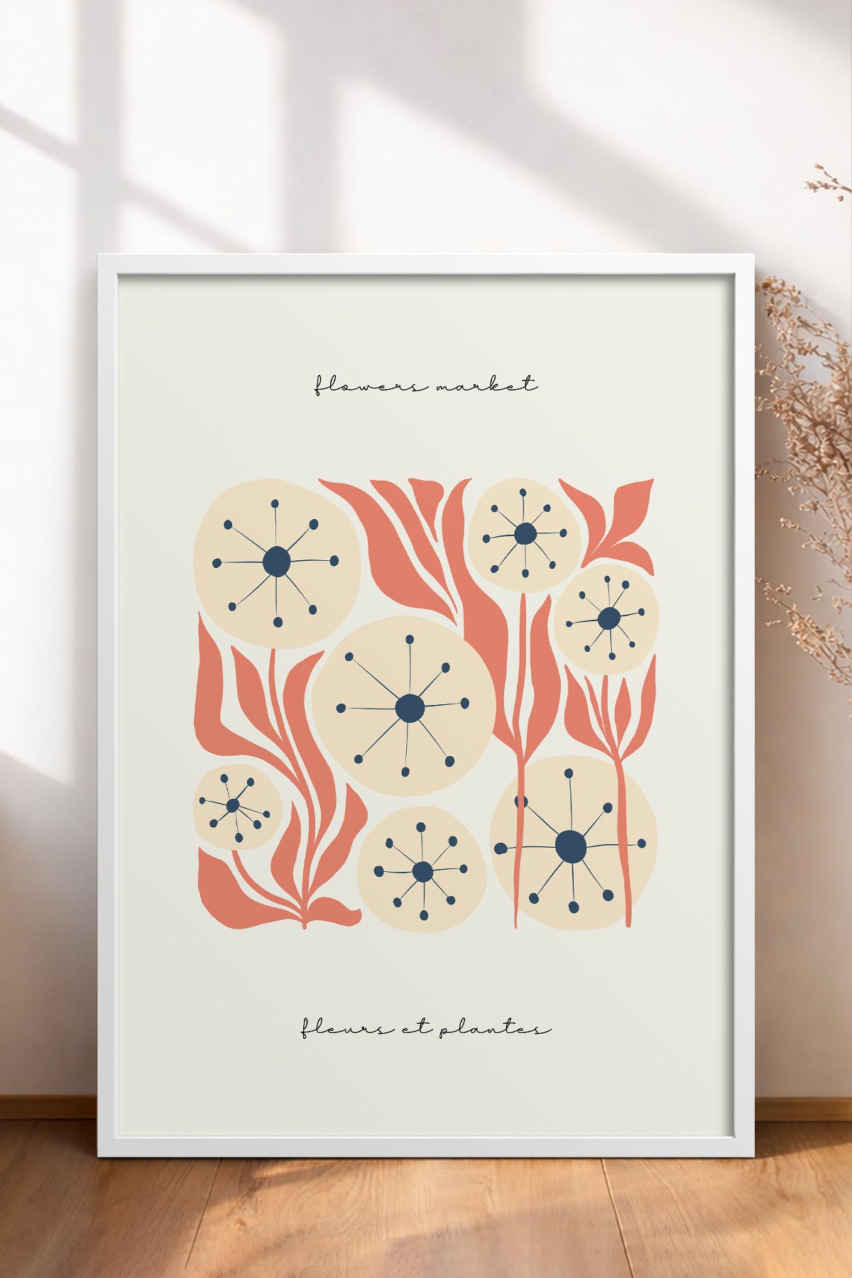 HOMEPACK Ahşap Çerçeveli Tablo Çerçeveli Poster Sanatsal Modern Duvar Dekoru FLOWER-215