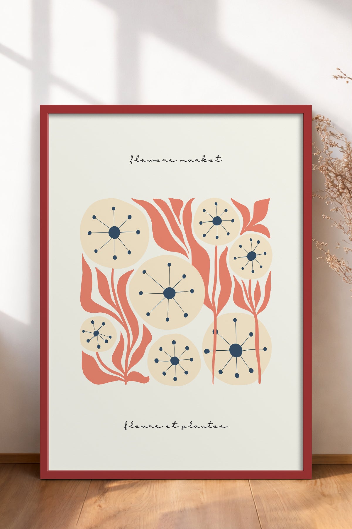 HOMEPACK Ahşap Çerçeveli Tablo Çerçeveli Poster Sanatsal Modern Duvar Dekoru FLOWER-215