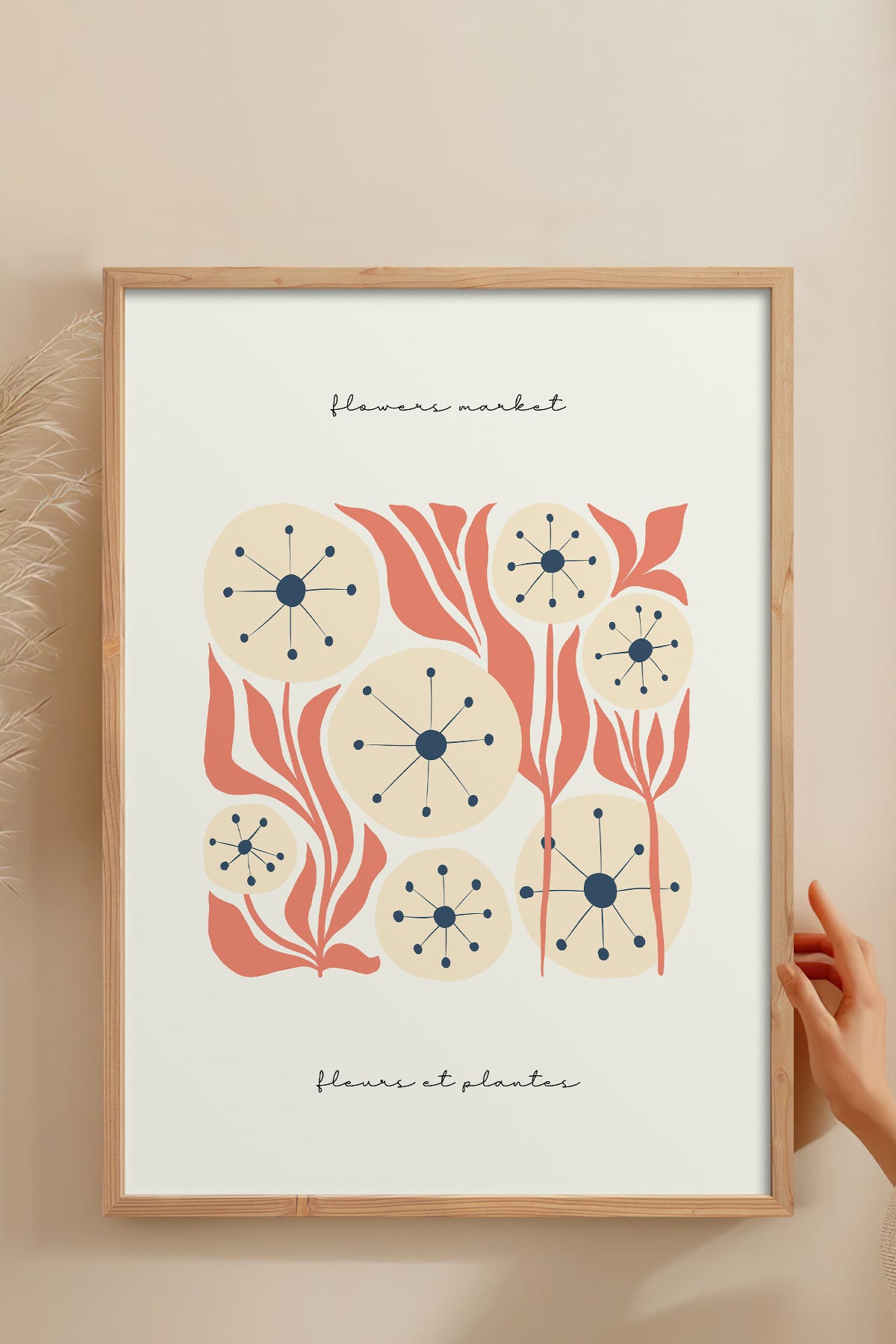 HOMEPACK Ahşap Çerçeveli Tablo Çerçeveli Poster Sanatsal Modern Duvar Dekoru FLOWER-215