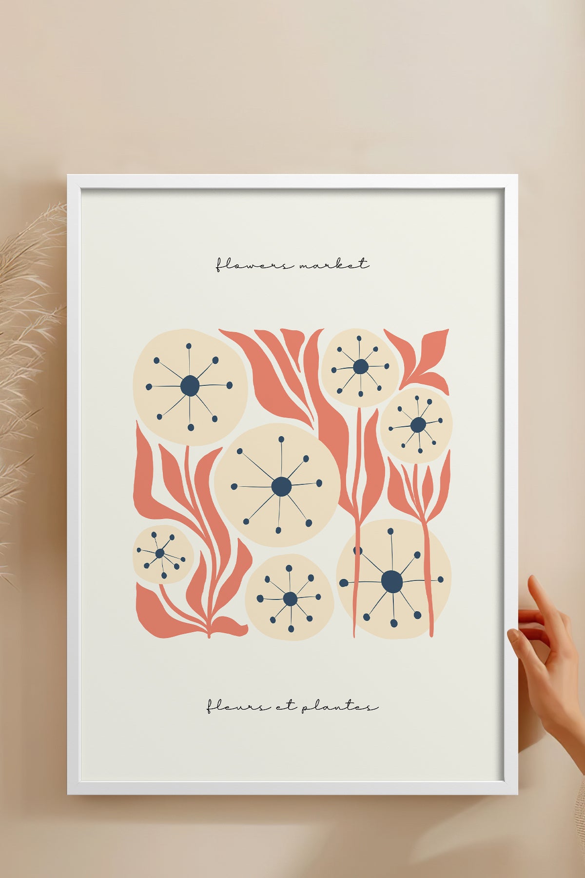 HOMEPACK Ahşap Çerçeveli Tablo Çerçeveli Poster Sanatsal Modern Duvar Dekoru FLOWER-215