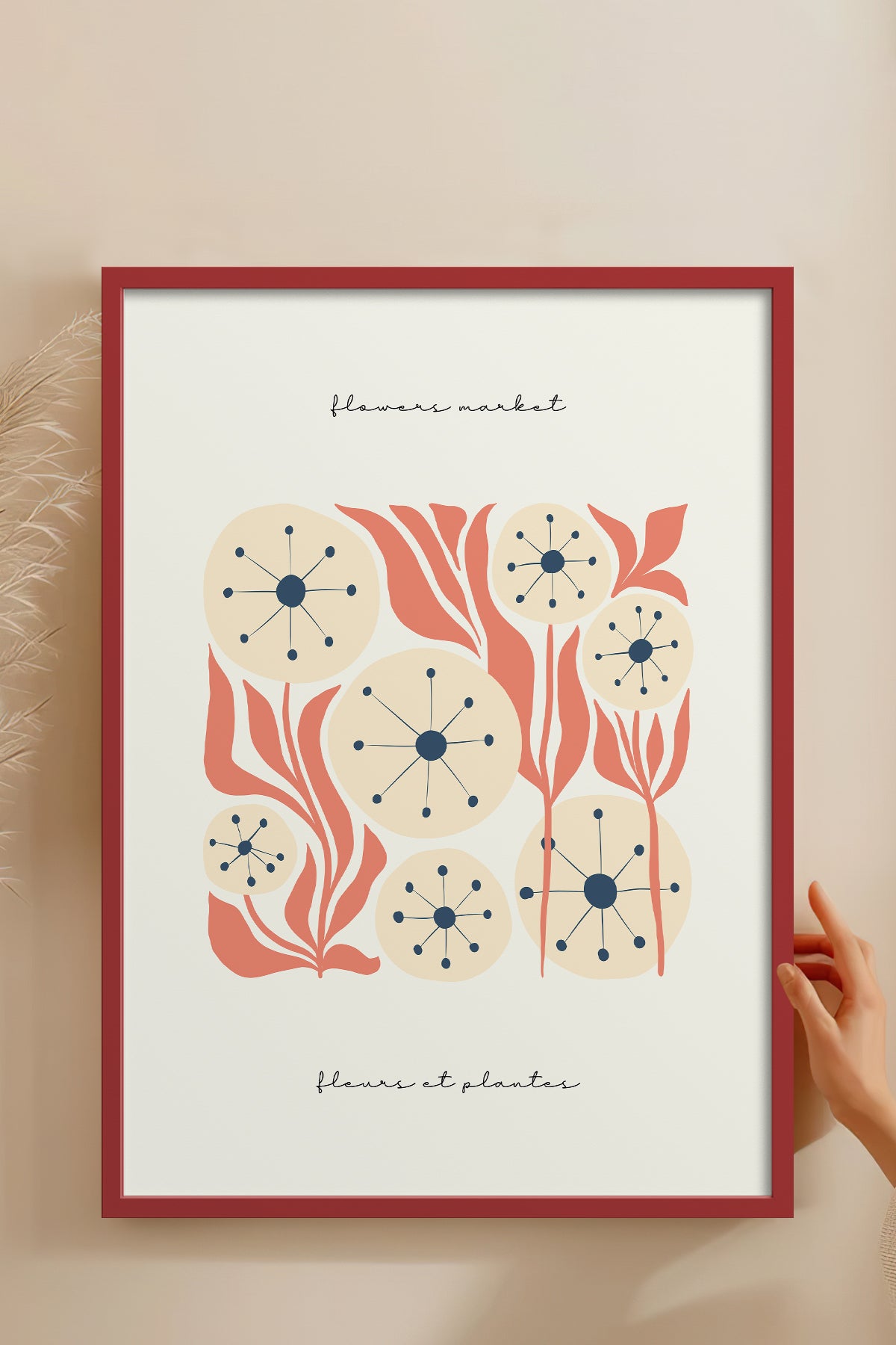 HOMEPACK Ahşap Çerçeveli Tablo Çerçeveli Poster Sanatsal Modern Duvar Dekoru FLOWER-215