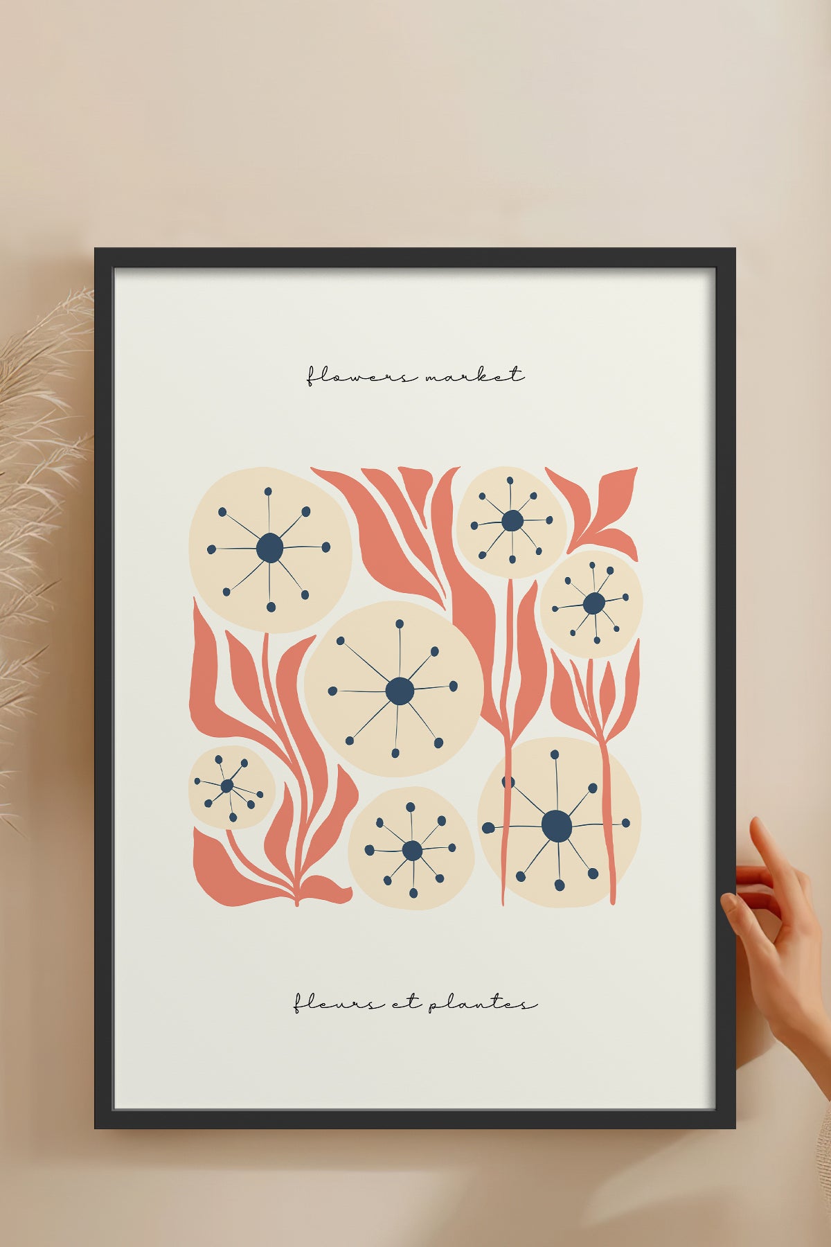 HOMEPACK Ahşap Çerçeveli Tablo Çerçeveli Poster Sanatsal Modern Duvar Dekoru FLOWER-215