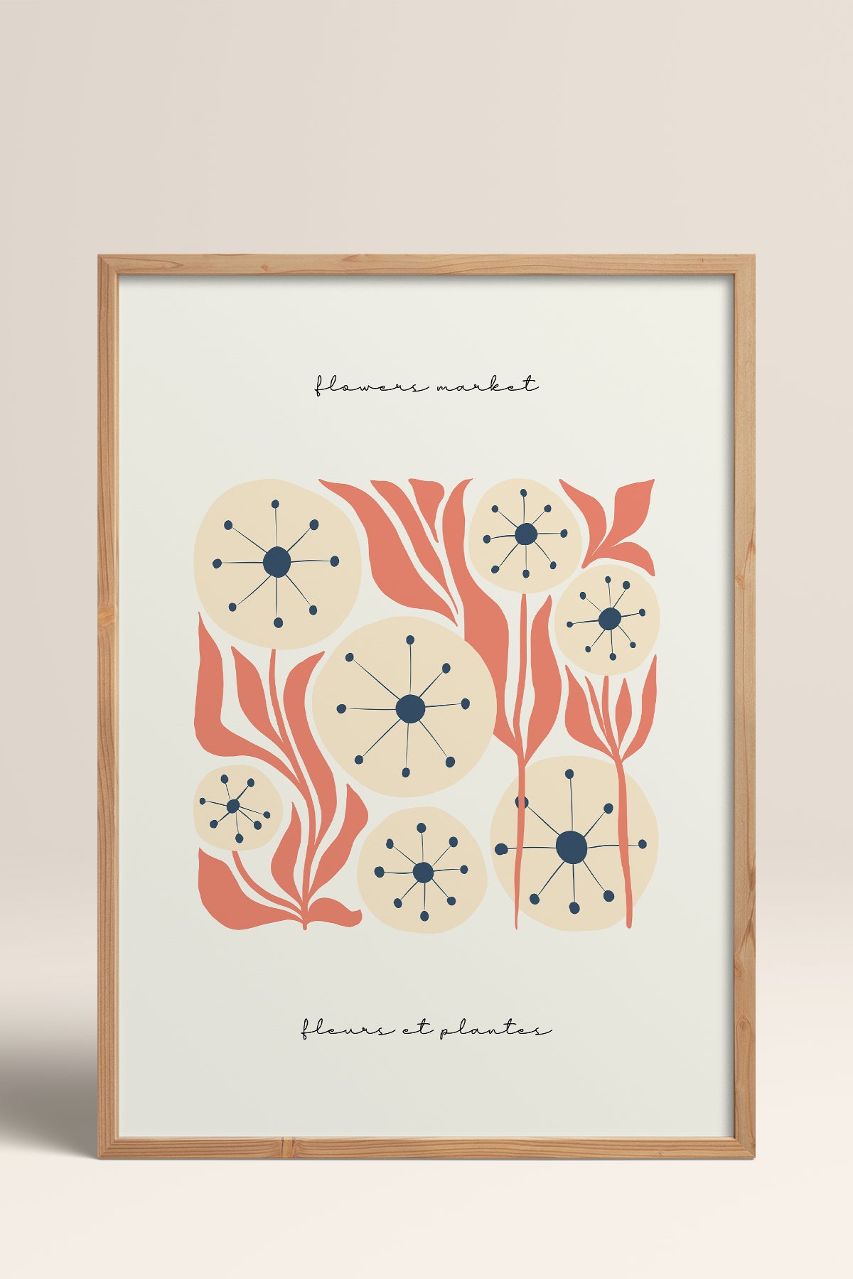 HOMEPACK Ahşap Çerçeveli Tablo Çerçeveli Poster Sanatsal Modern Duvar Dekoru FLOWER-215