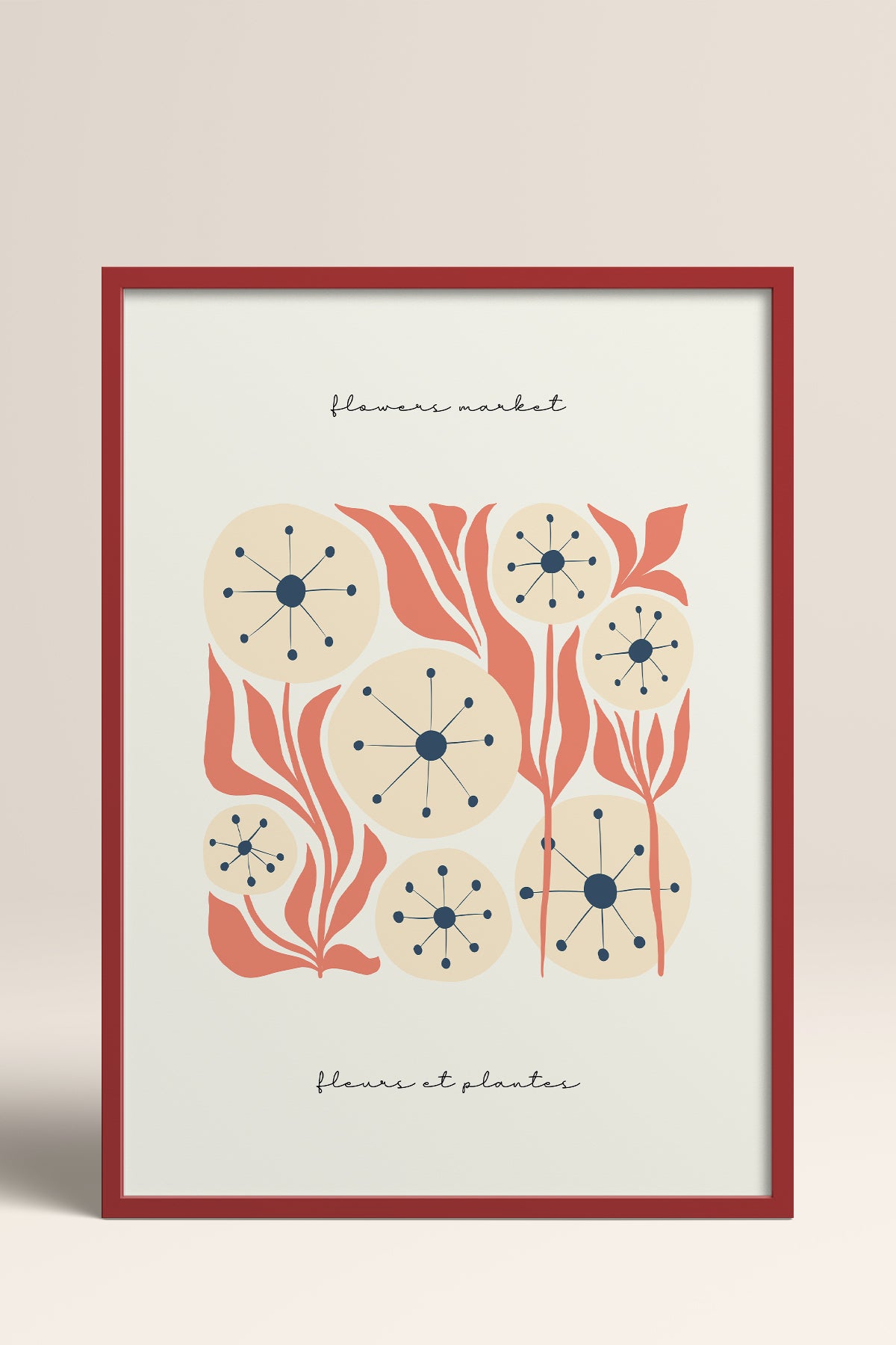 HOMEPACK Ahşap Çerçeveli Tablo Çerçeveli Poster Sanatsal Modern Duvar Dekoru FLOWER-215