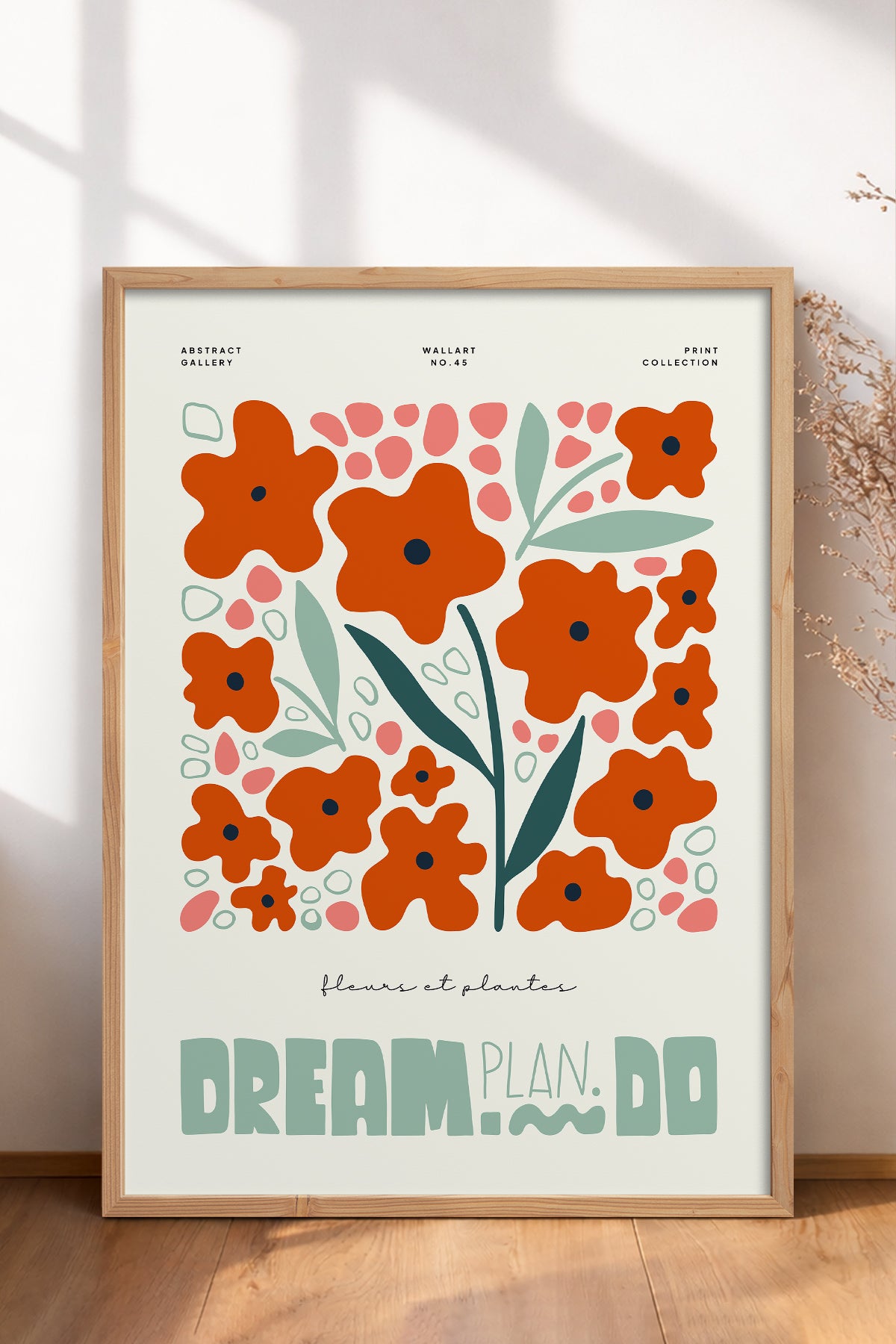HOMEPACK Ahşap Çerçeveli Tablo Çerçeveli Poster Sanatsal Modern Duvar Dekoru FLOWER-216