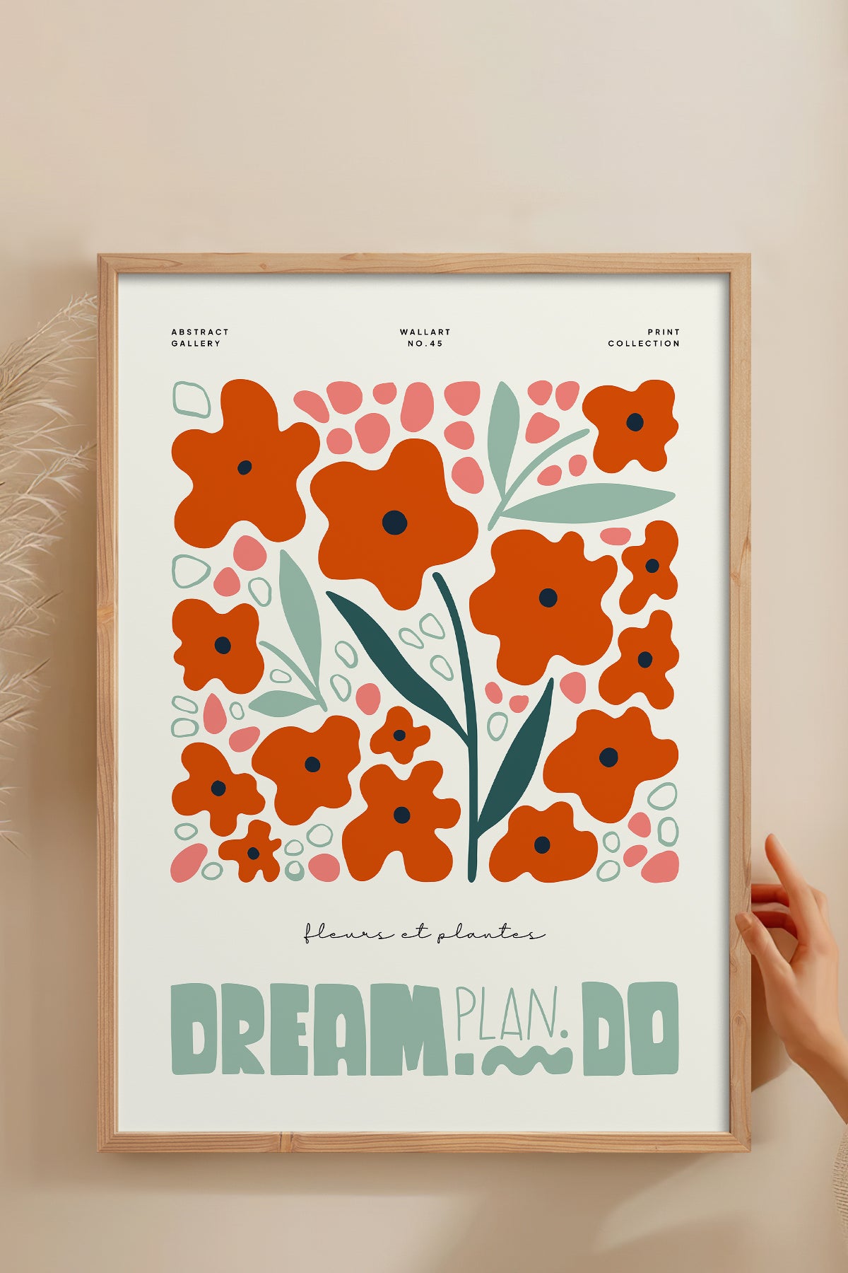 HOMEPACK Ahşap Çerçeveli Tablo Çerçeveli Poster Sanatsal Modern Duvar Dekoru FLOWER-216
