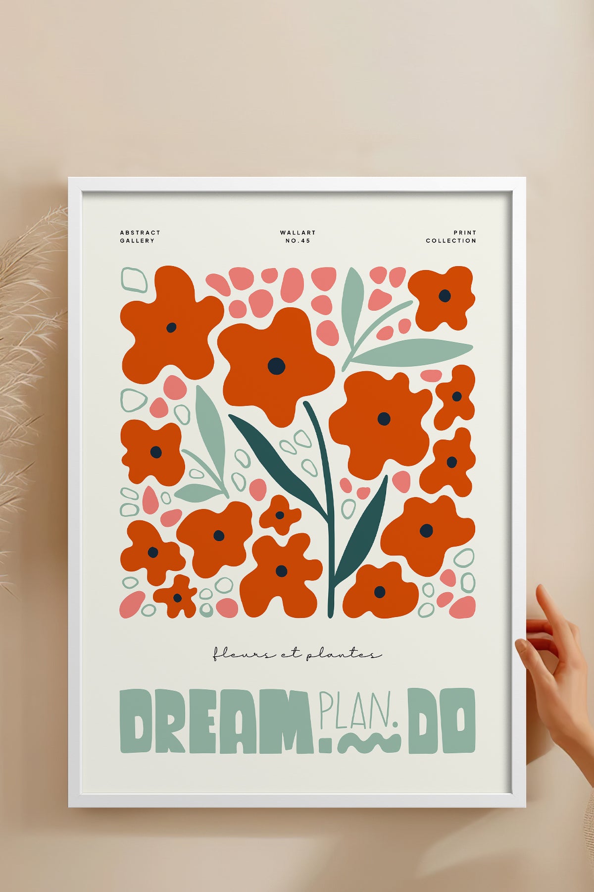HOMEPACK Ahşap Çerçeveli Tablo Çerçeveli Poster Sanatsal Modern Duvar Dekoru FLOWER-216