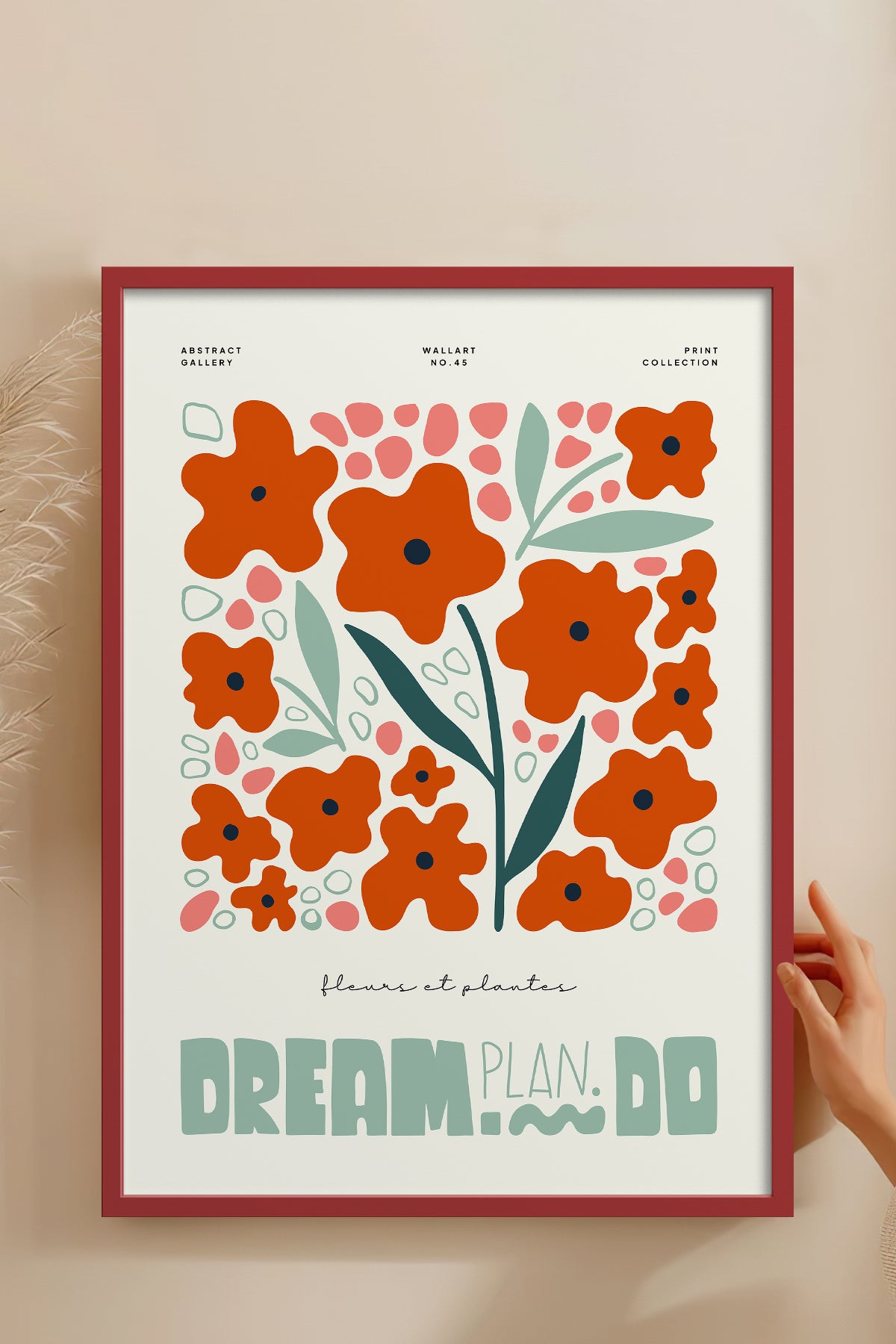 HOMEPACK Ahşap Çerçeveli Tablo Çerçeveli Poster Sanatsal Modern Duvar Dekoru FLOWER-216