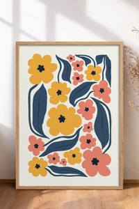 HOMEPACK Ahşap Çerçeveli Tablo Çerçeveli Poster Sanatsal Modern Duvar Dekoru FLOWER-217
