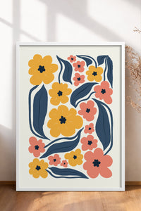 HOMEPACK Ahşap Çerçeveli Tablo Çerçeveli Poster Sanatsal Modern Duvar Dekoru FLOWER-217