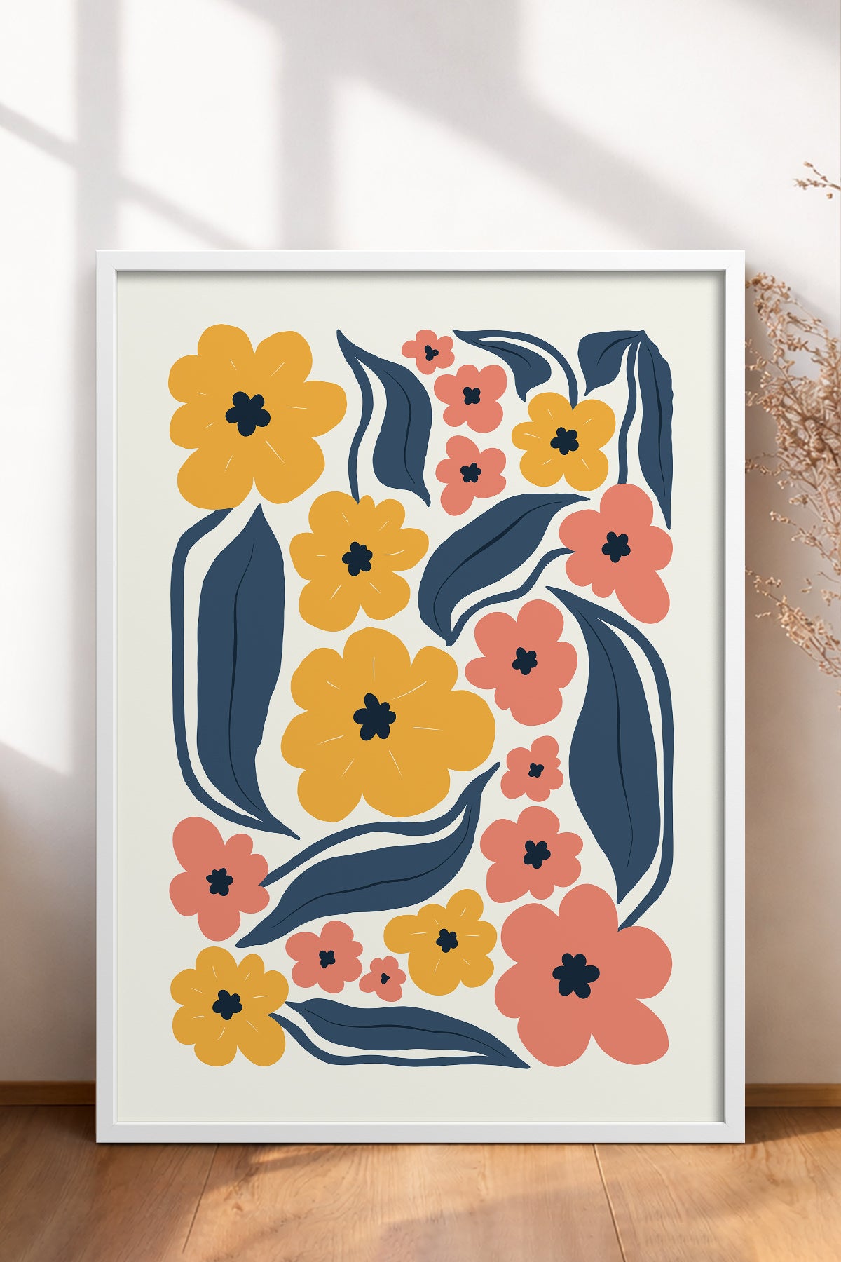 HOMEPACK Ahşap Çerçeveli Tablo Çerçeveli Poster Sanatsal Modern Duvar Dekoru FLOWER-217