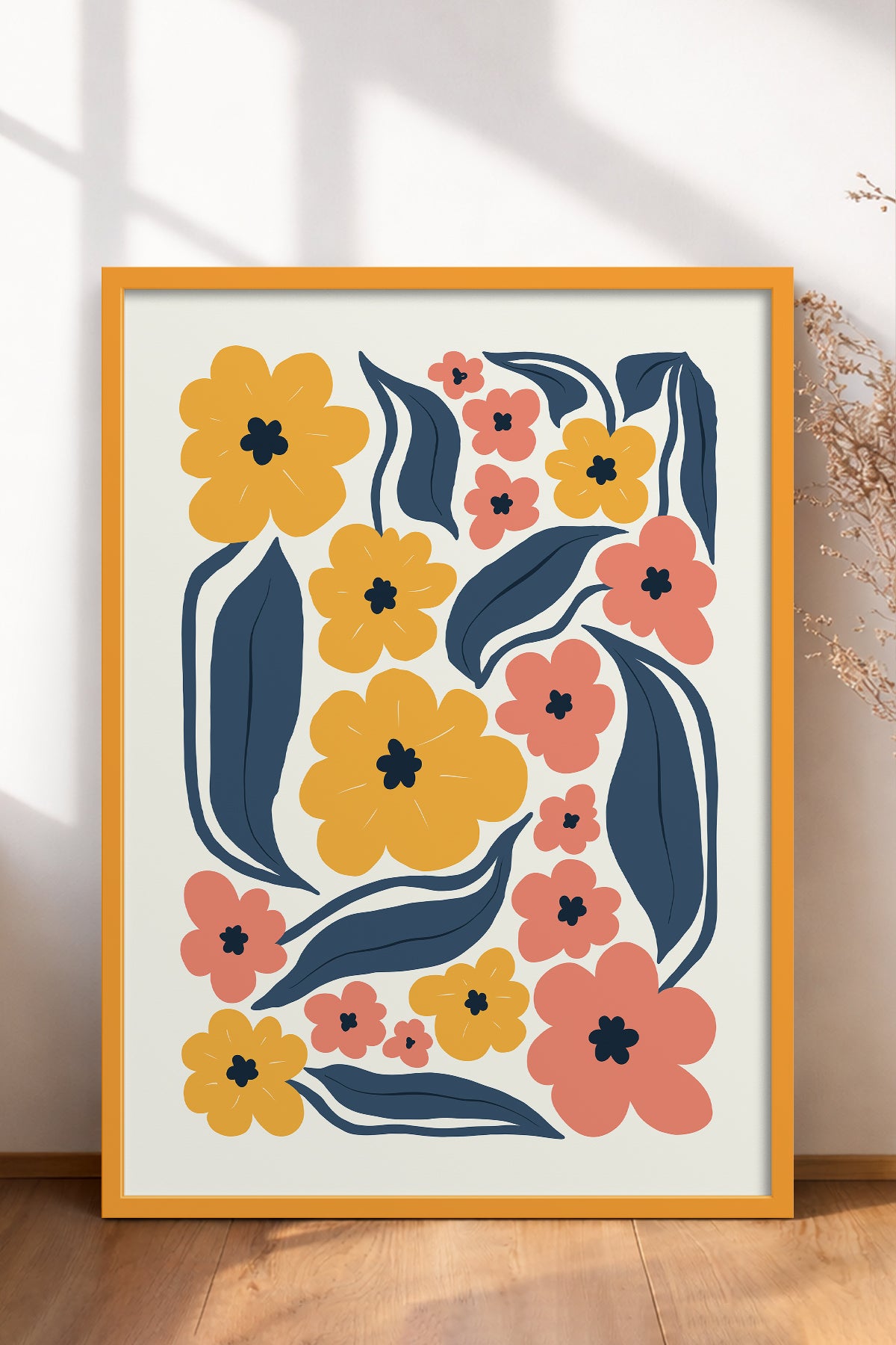 HOMEPACK Ahşap Çerçeveli Tablo Çerçeveli Poster Sanatsal Modern Duvar Dekoru FLOWER-217