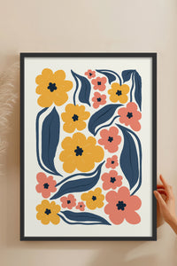 HOMEPACK Ahşap Çerçeveli Tablo Çerçeveli Poster Sanatsal Modern Duvar Dekoru FLOWER-217