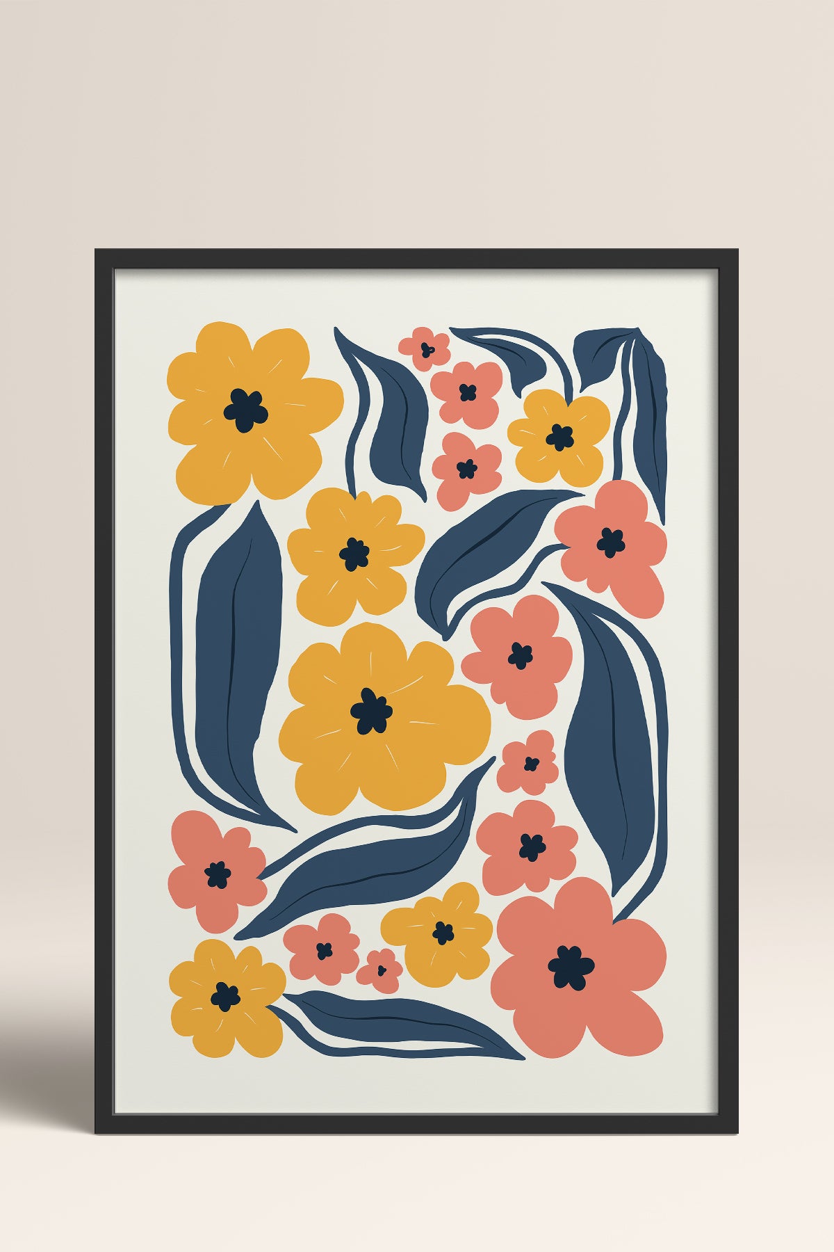 HOMEPACK Ahşap Çerçeveli Tablo Çerçeveli Poster Sanatsal Modern Duvar Dekoru FLOWER-217