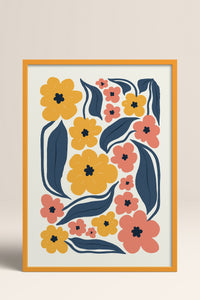 HOMEPACK Ahşap Çerçeveli Tablo Çerçeveli Poster Sanatsal Modern Duvar Dekoru FLOWER-217